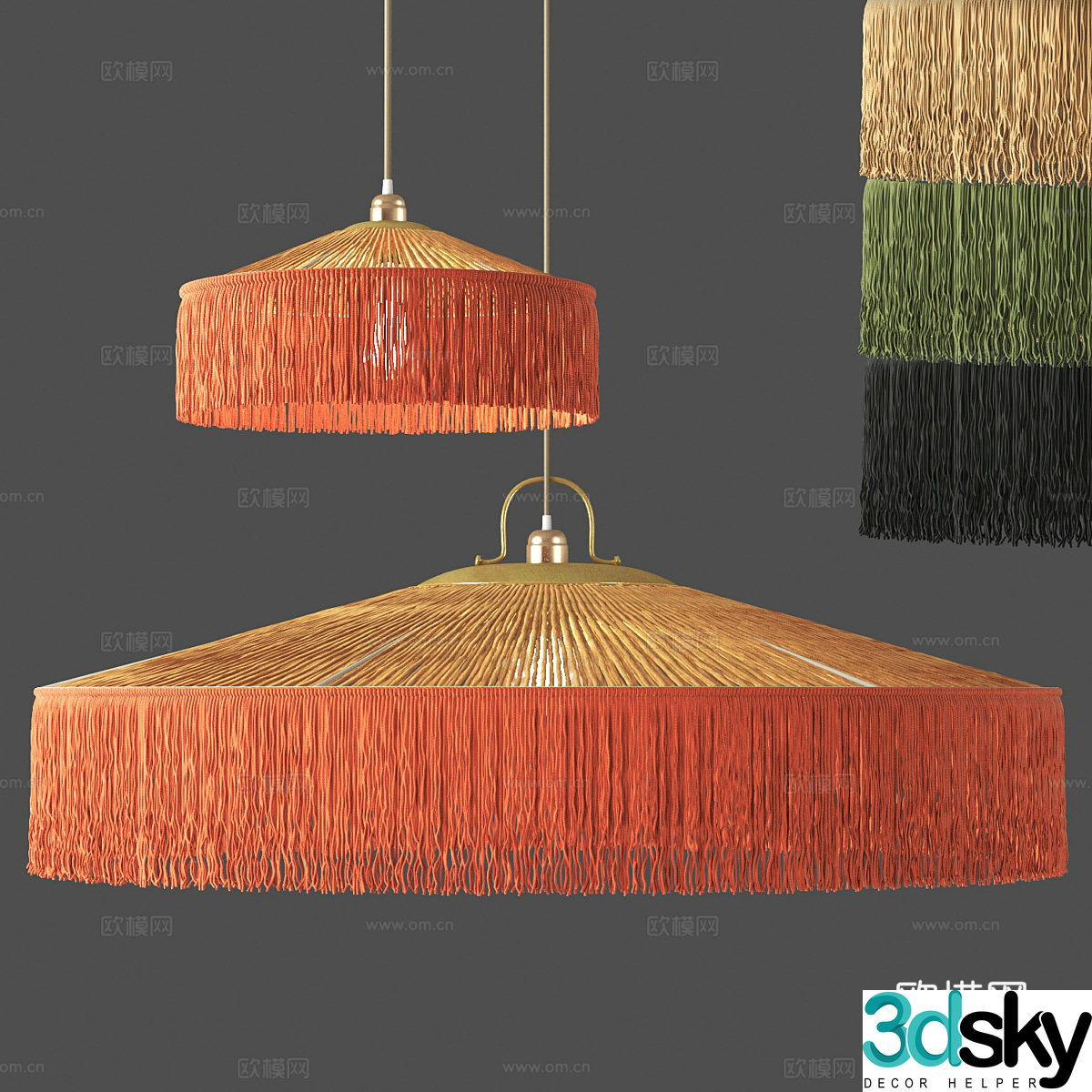New Chinese style Wasabi woven tassel chandelier 3D model