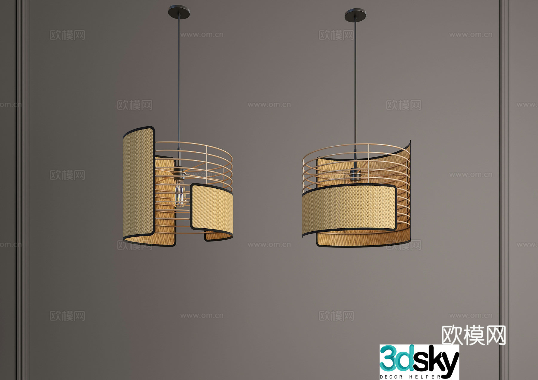 Wasabi Chandelier New Chinese Chandelier Rattan Chandelier Restaurant Chandelier Tea Room Chandelier Decorative Chandelier 3D Model
