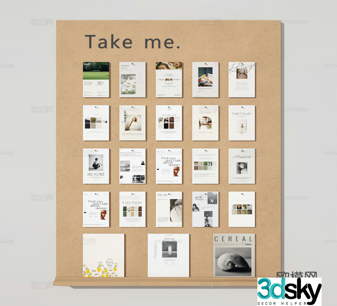 Sticky note board 3D model