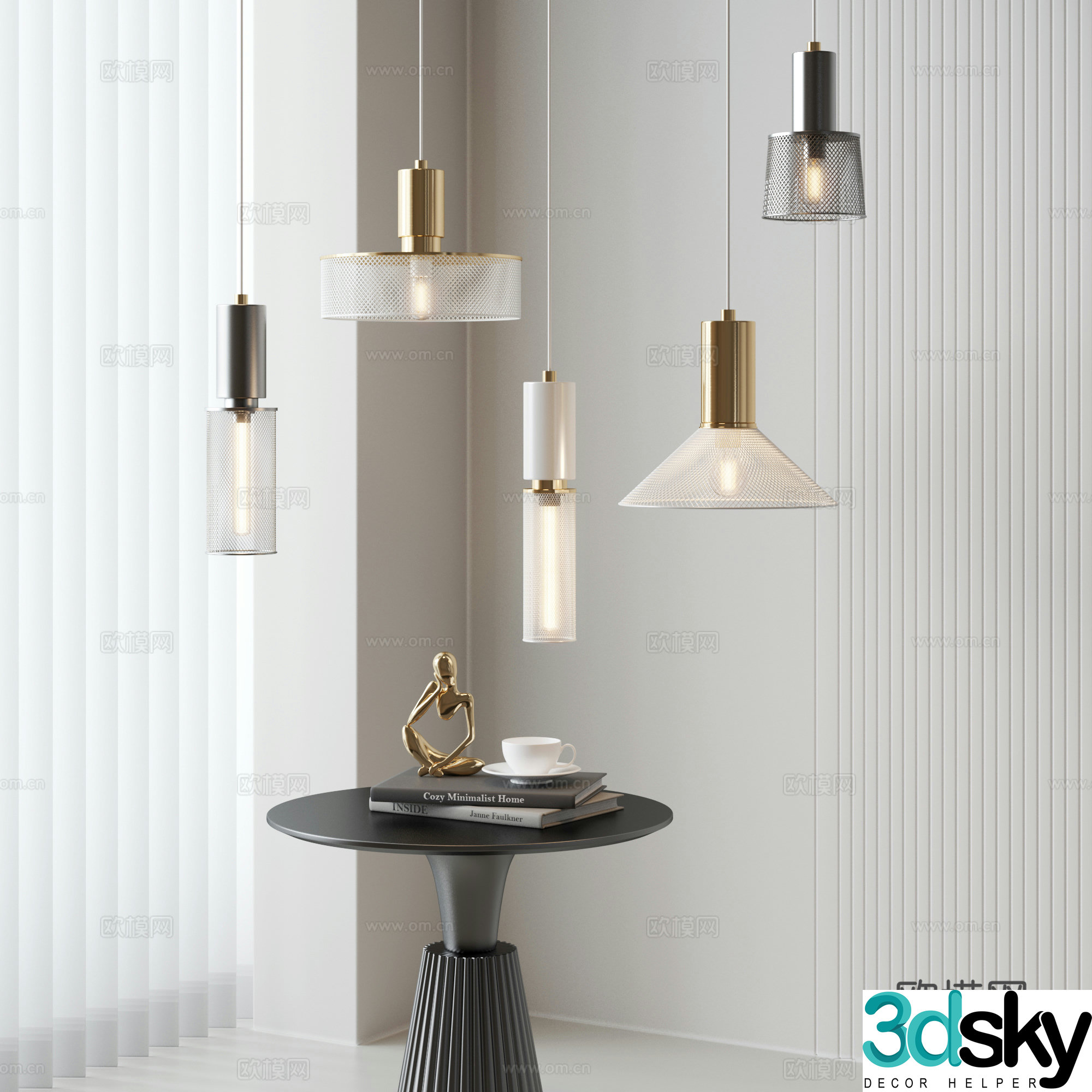 New Chinese Art Chandelier 3D Model