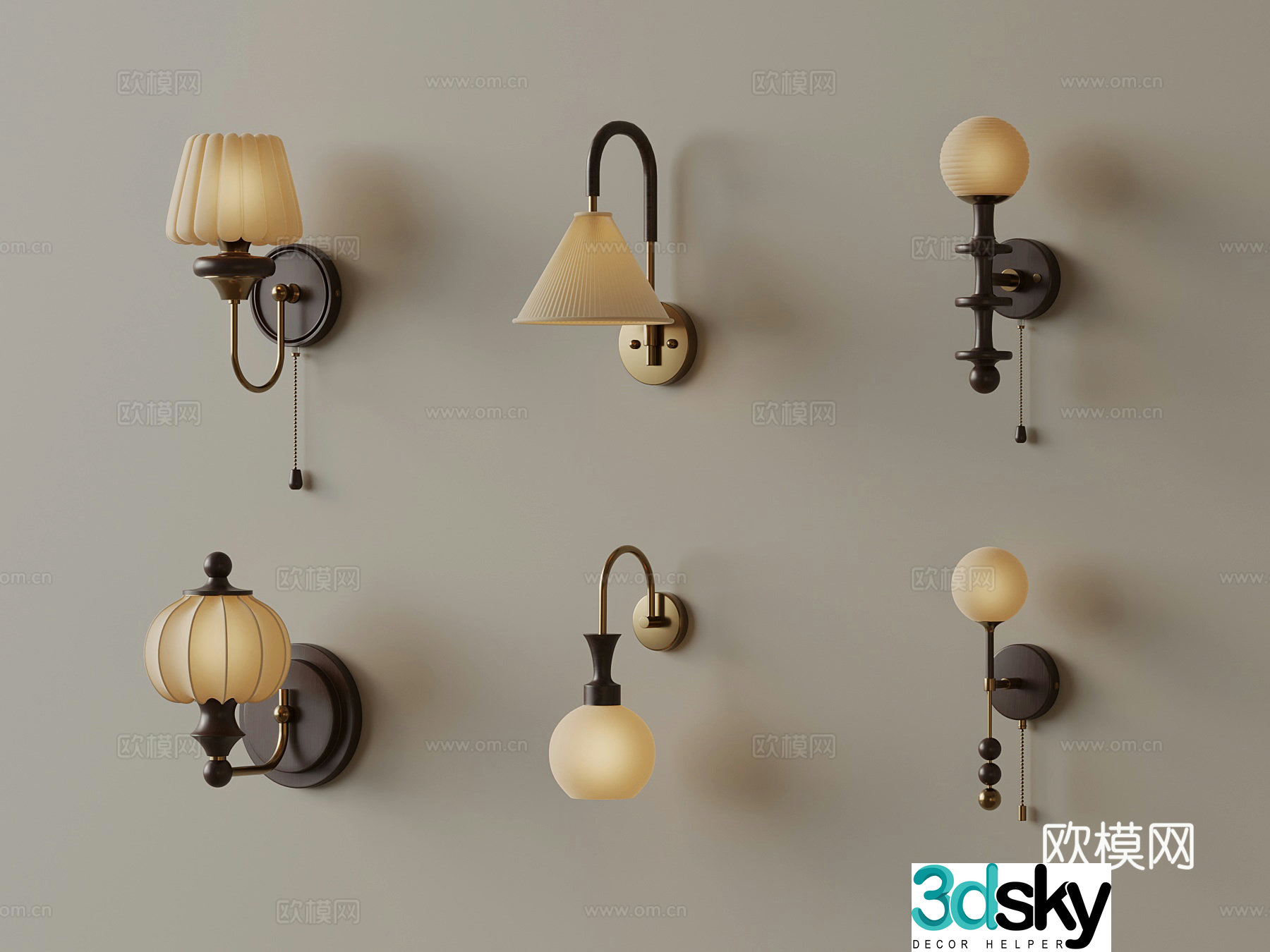 French retro wall lamp bedside lamp decorative lamp 3d model