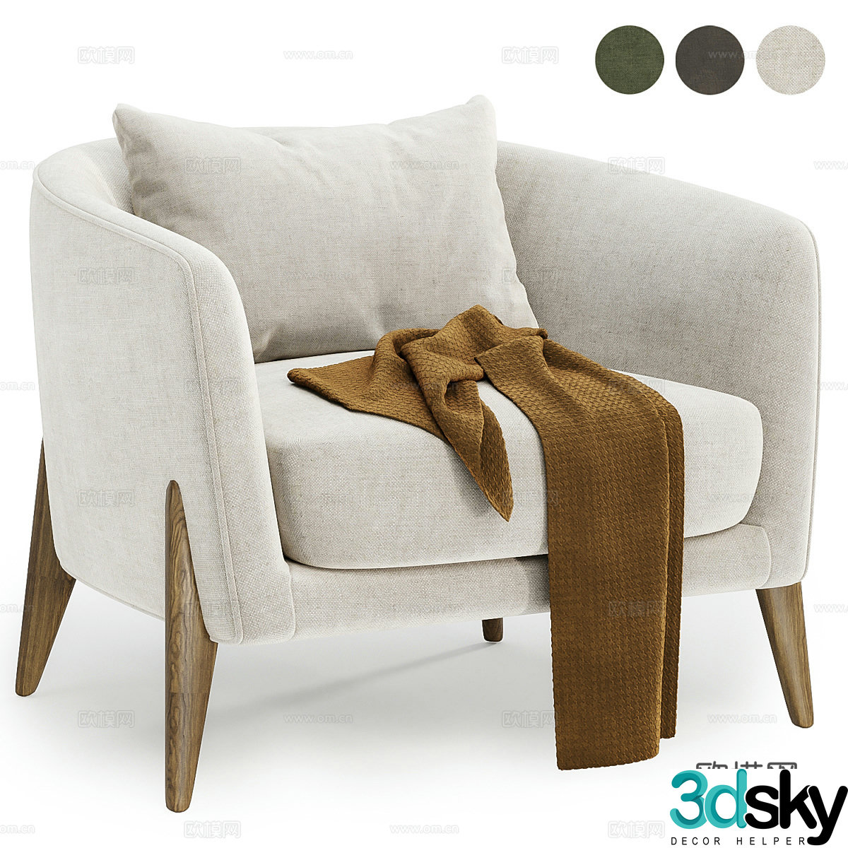 Modern Italian Delray Armchair 3d Model