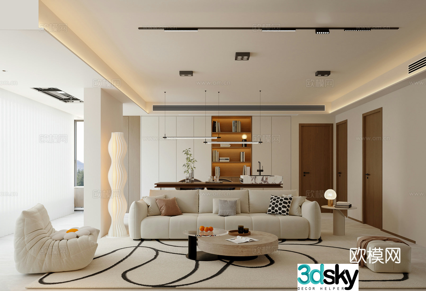 Creamy Style Restaurant 3D Model