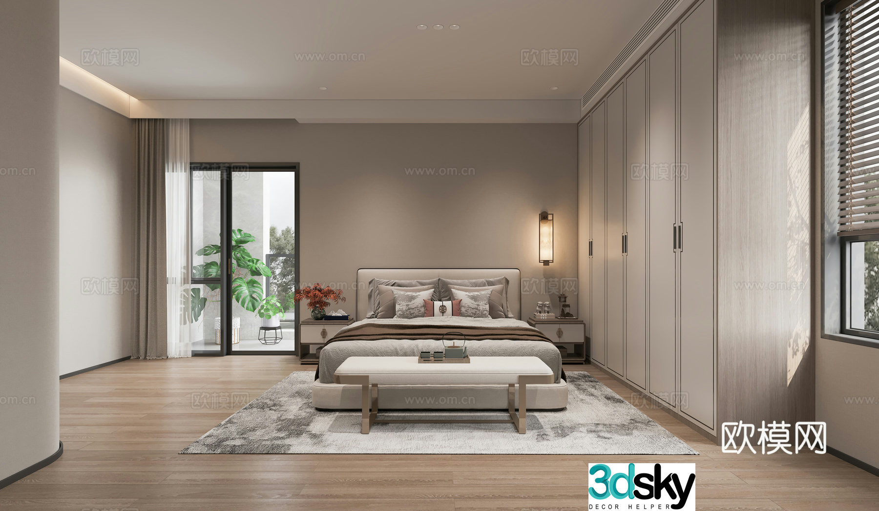 New Chinese bedroom 3D model