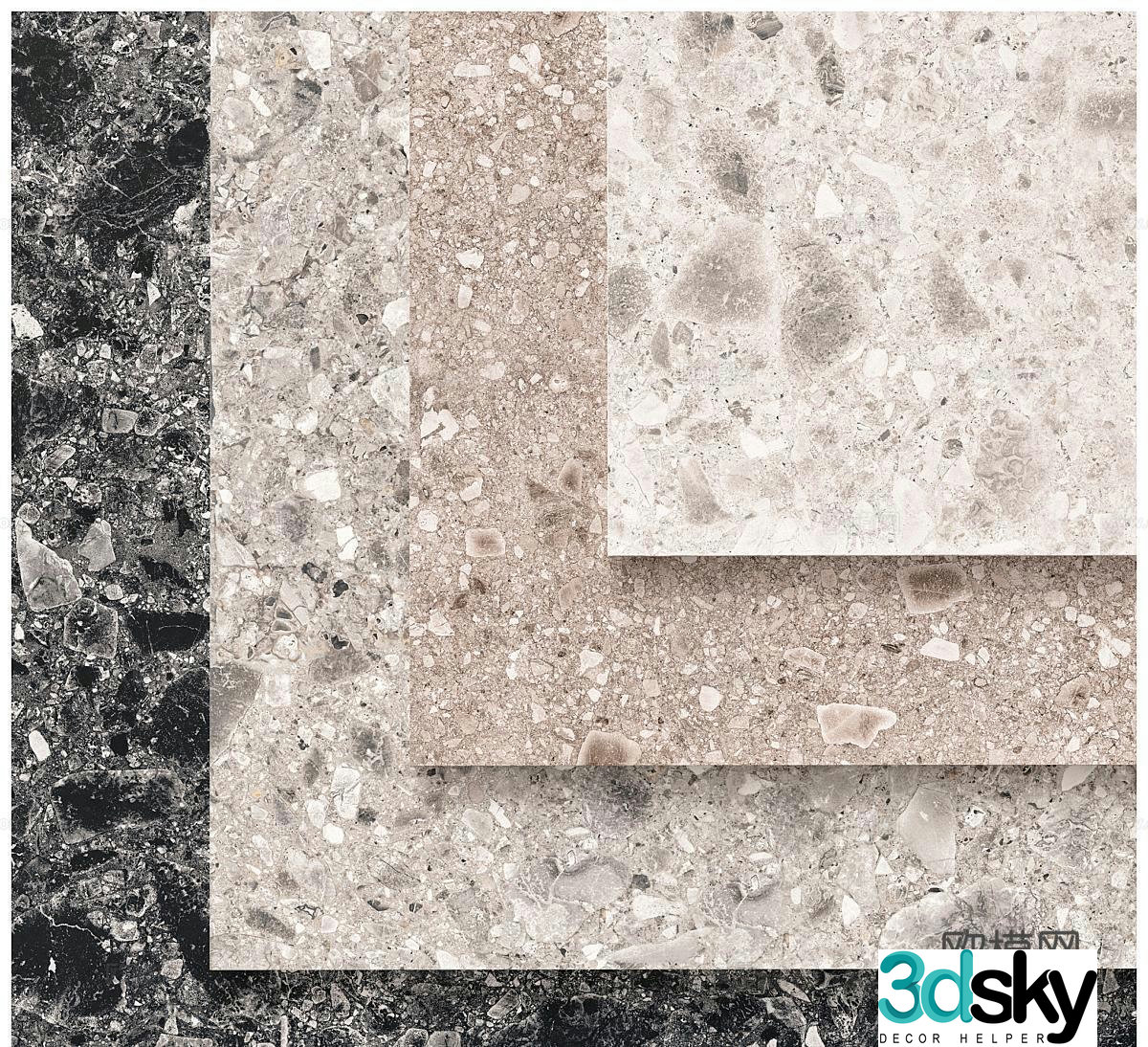 Modern terrazzo seamless terrazzo rock slab tiles stone 3d model