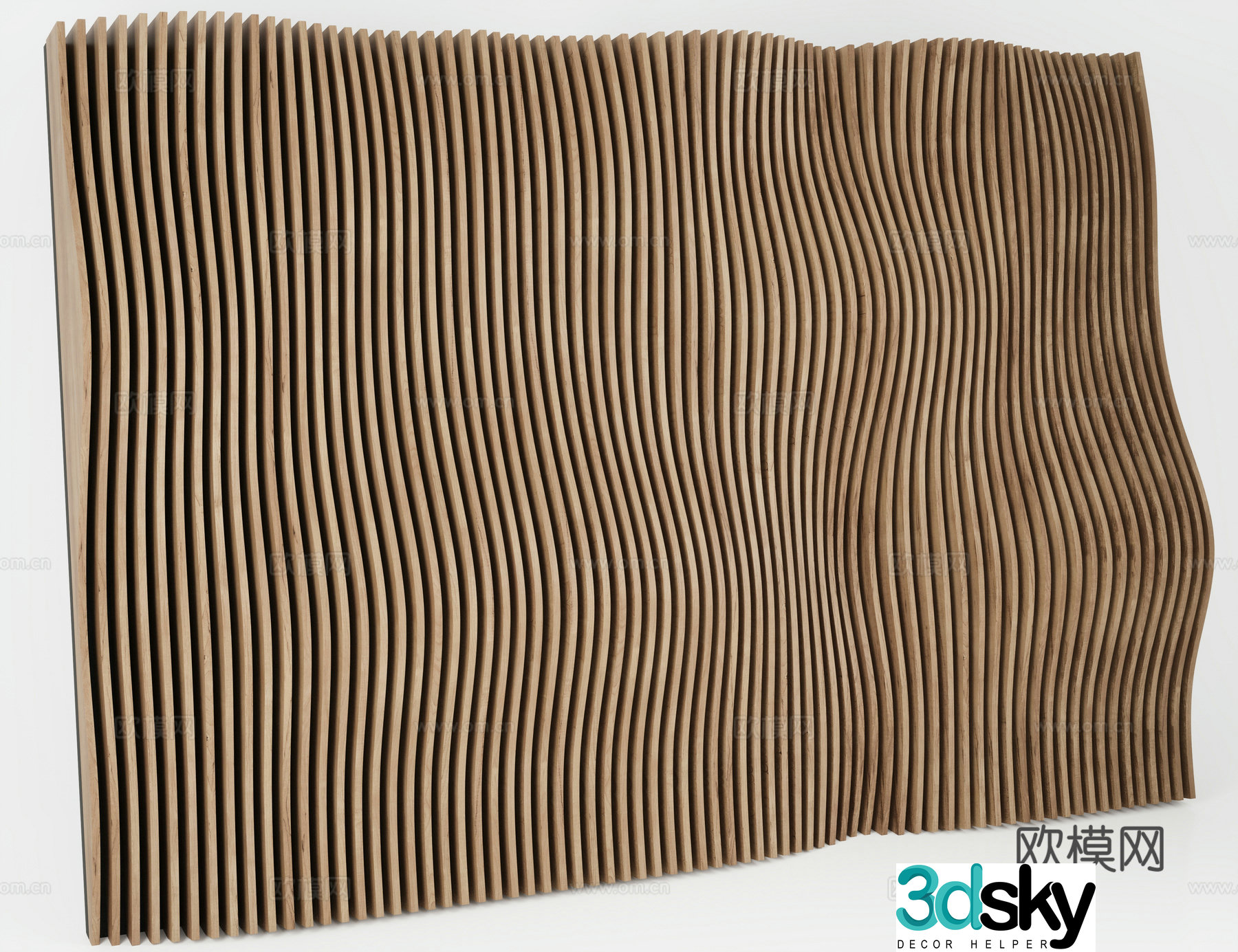 Modeling wall Curved wall Wood grille 3D model