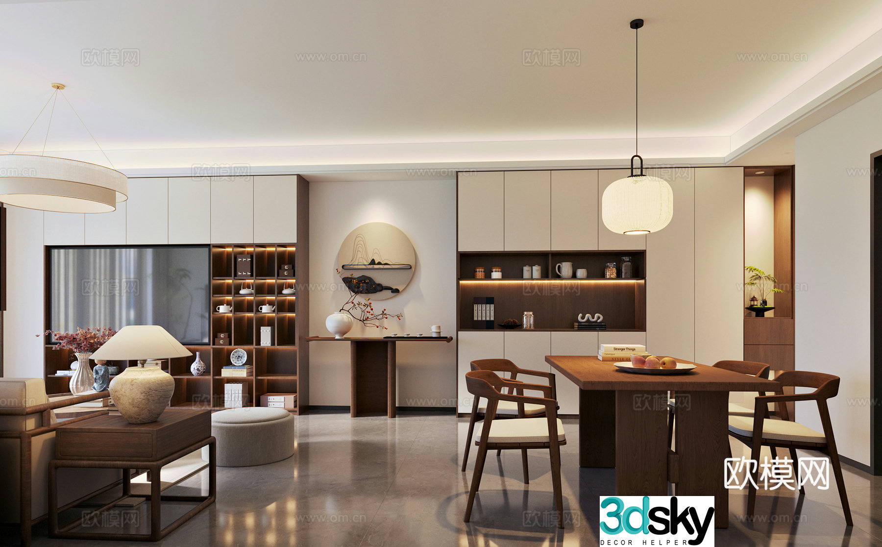 Living and Restaurant New Chinese style Living and Restaurant 3D Model