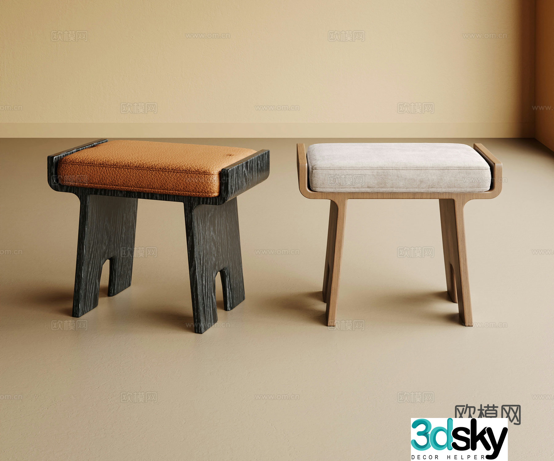 Modern sofa stool 3d model