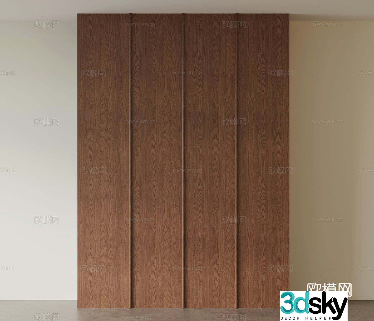 Middle-aged wind wardrobe skeleton line wardrobe 3d model