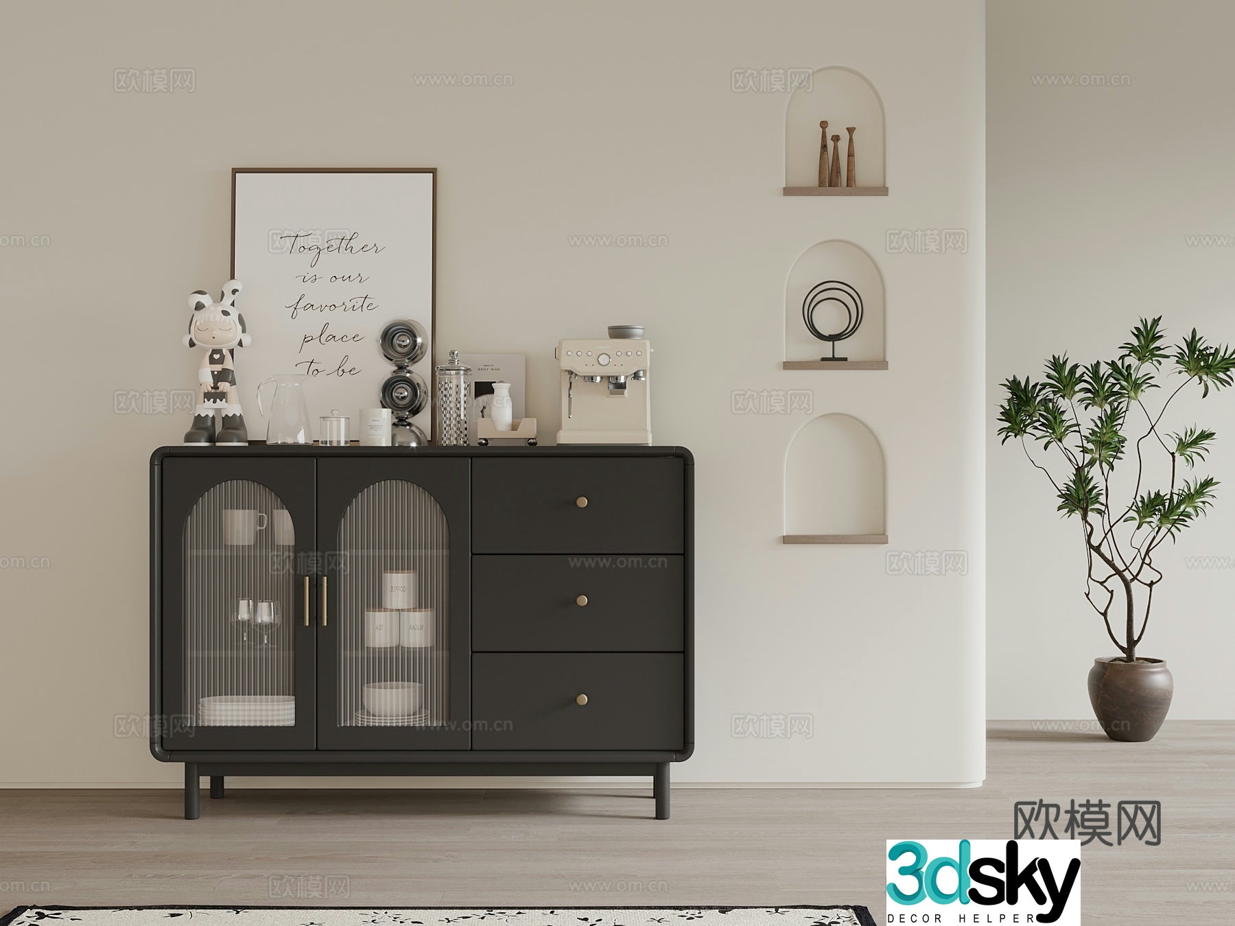 French entrance cabinet 3D model