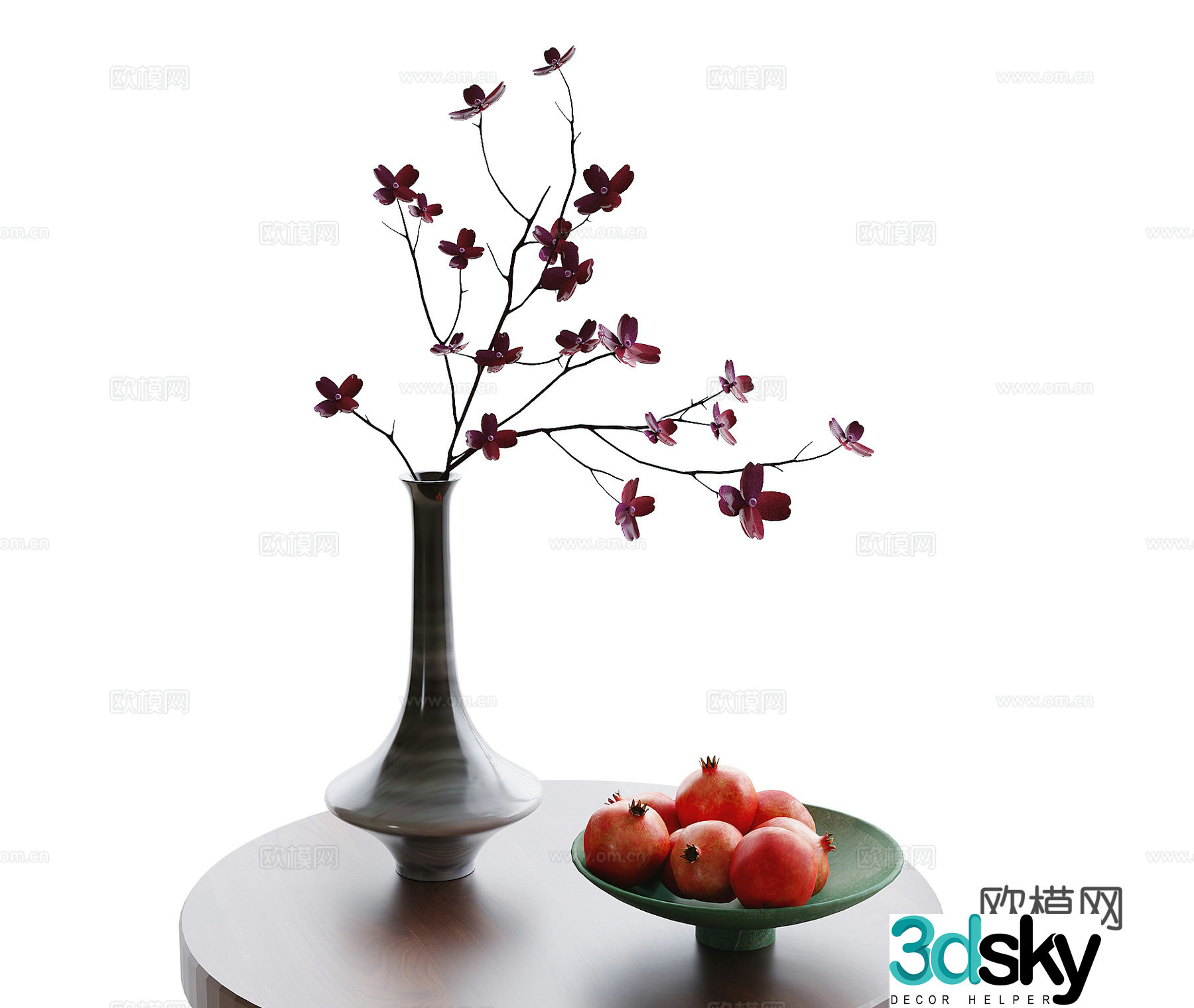 French vase flower art fruit plate fruit ornament 3D model