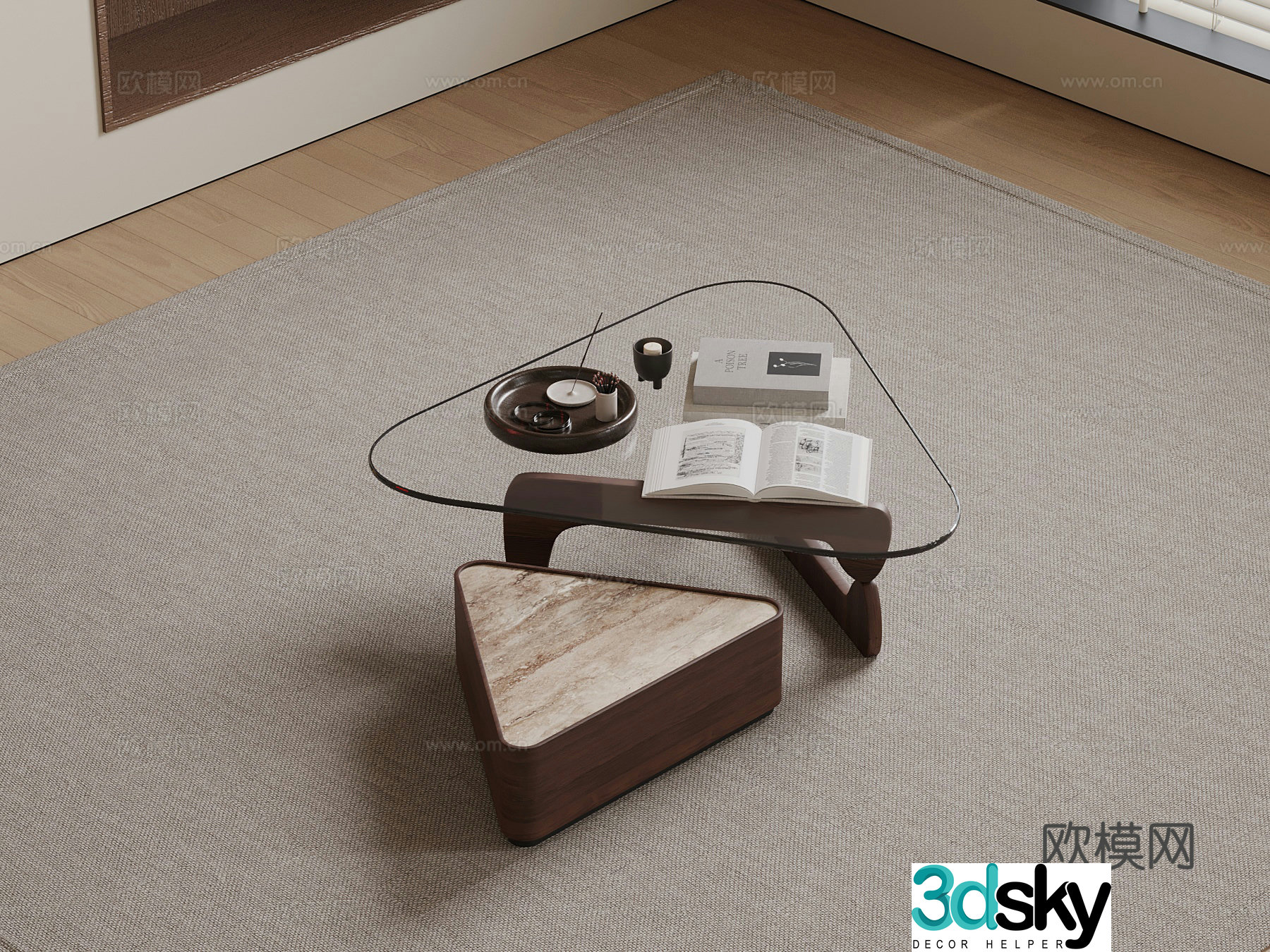 Middle-aged style tea table 3D model