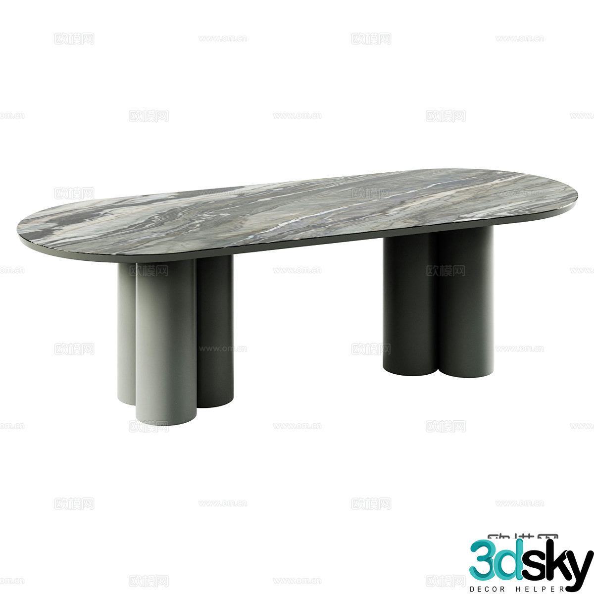 Modern Italian TOWNSVILLE rock slab dining table 3d model
