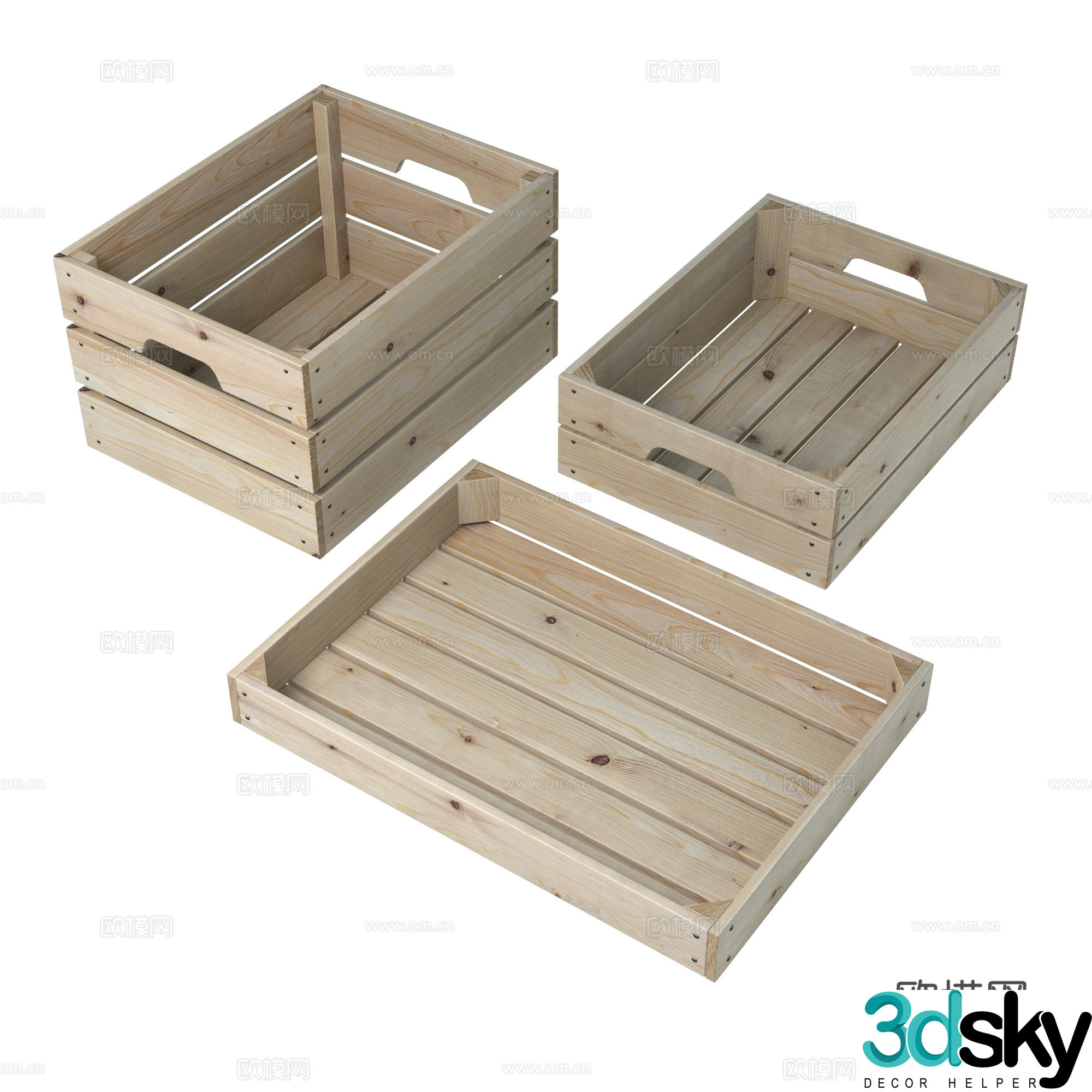 Wooden box 3d model