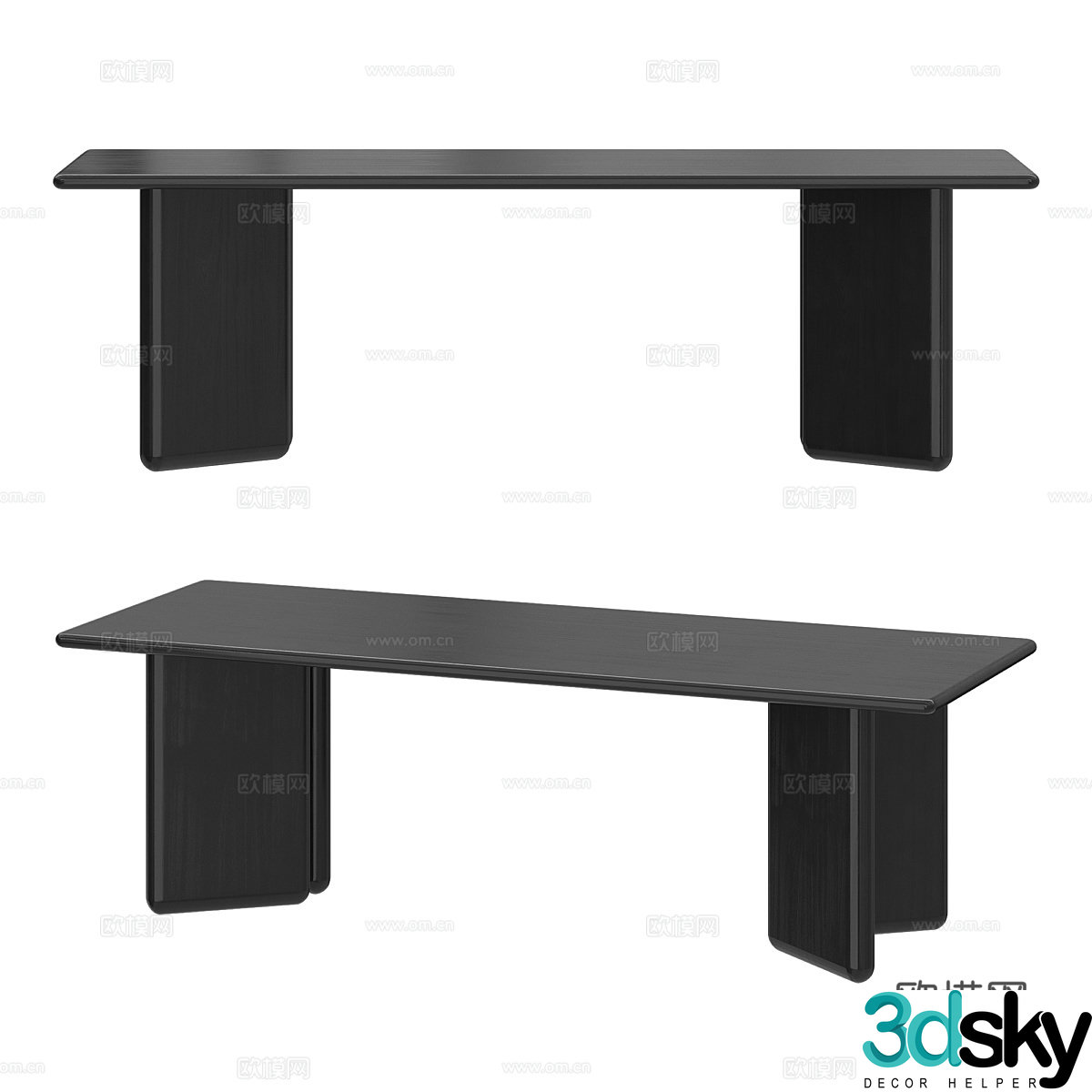Modern Italian long dining table 3D model