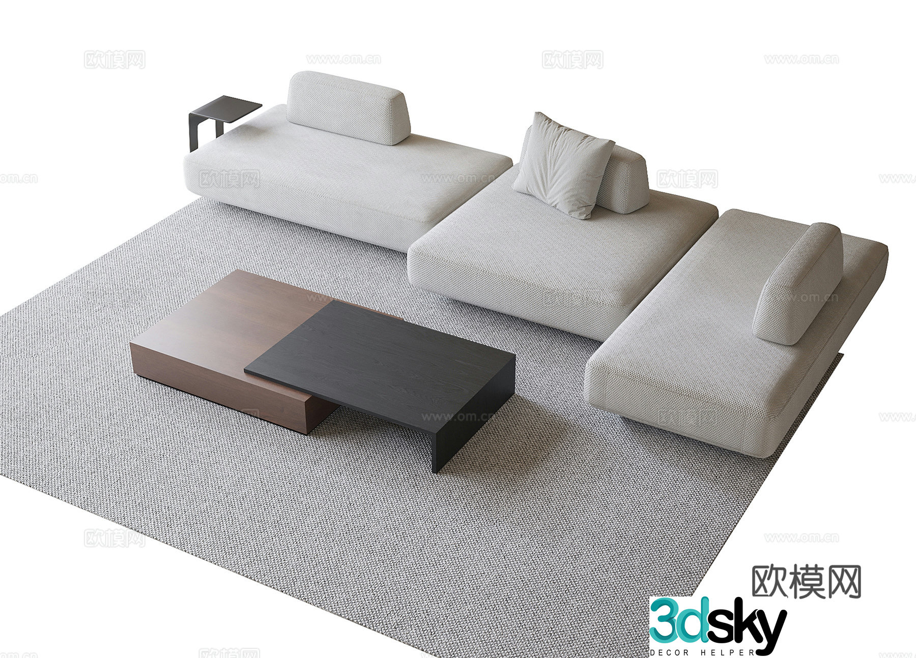 Modern sofa coffee table combination multi-person sofa coffee table 3D model