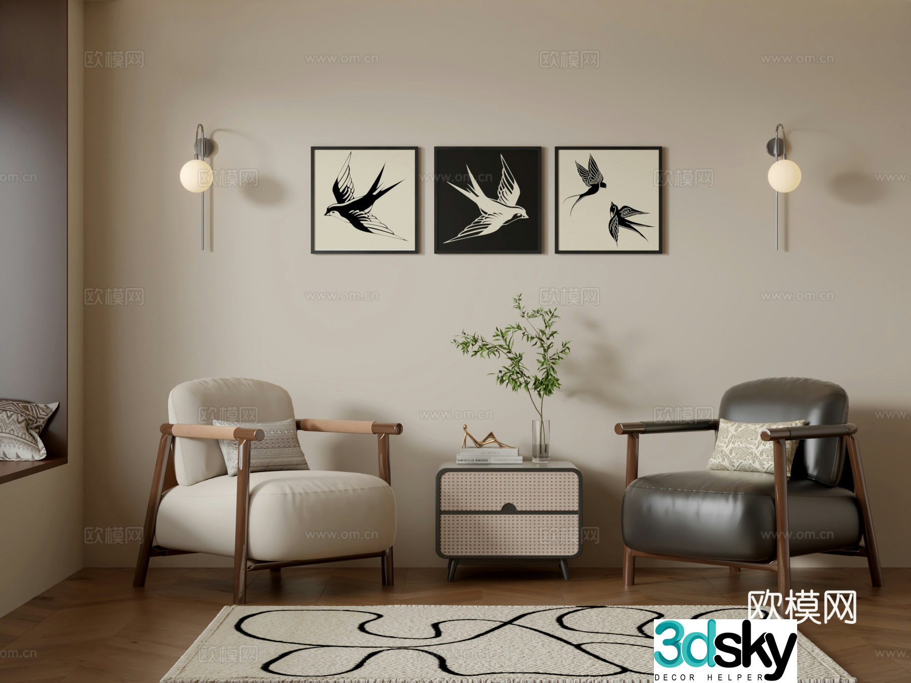 Retro single sofa 3d model