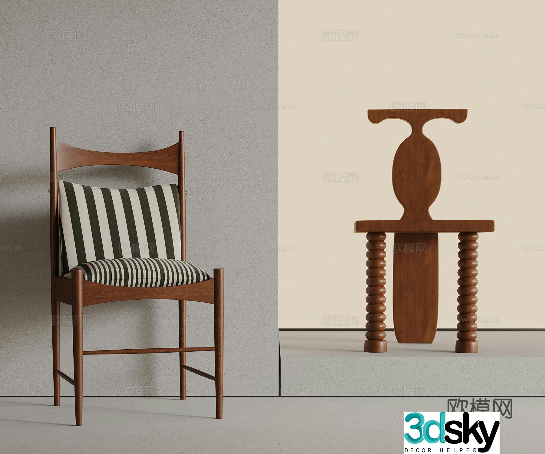 French classic leisure chair chair dining chair 3d model