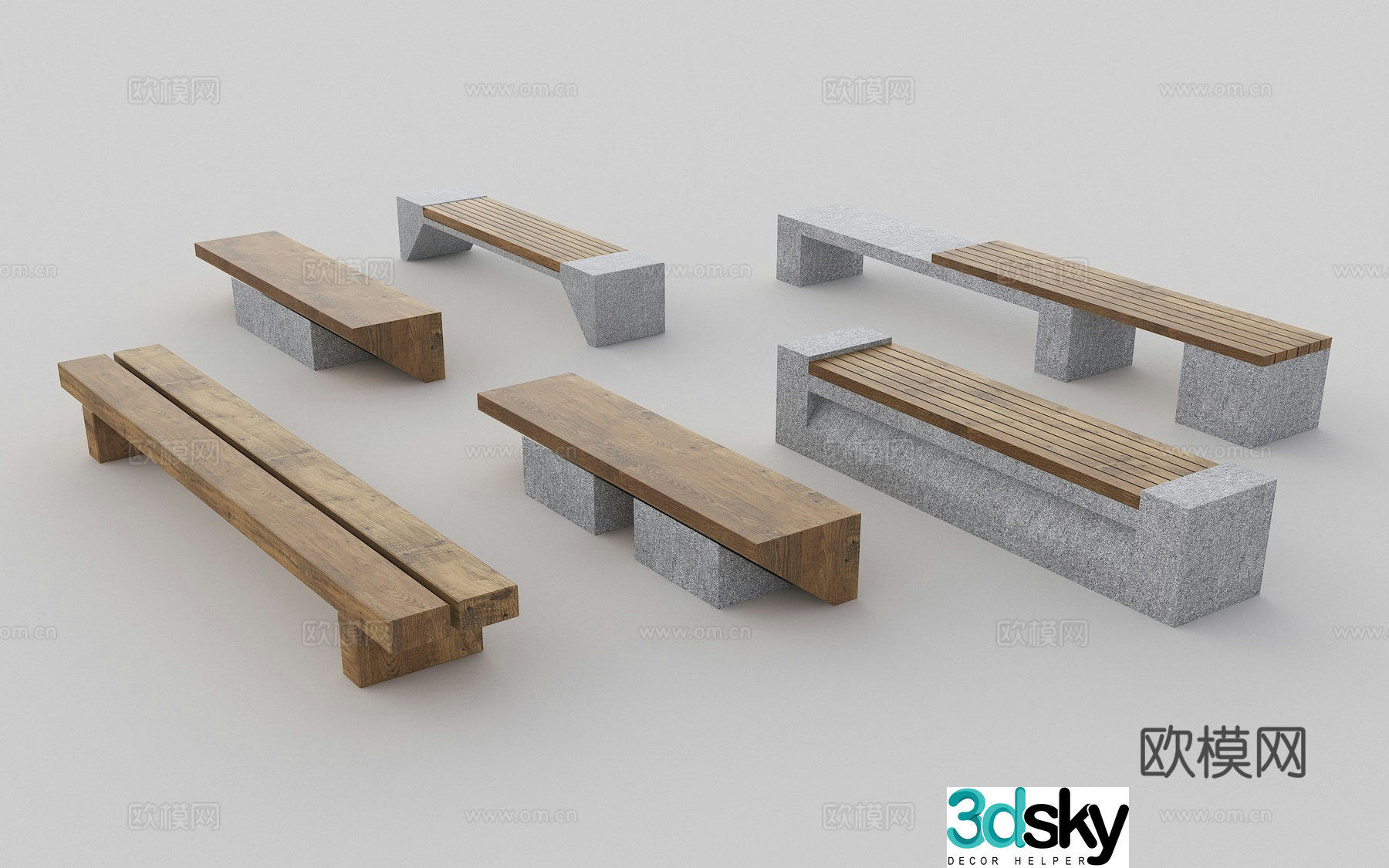 Modern landscape seats Log landscape seats Log bench solid wood stool Modern park landscape 3d model