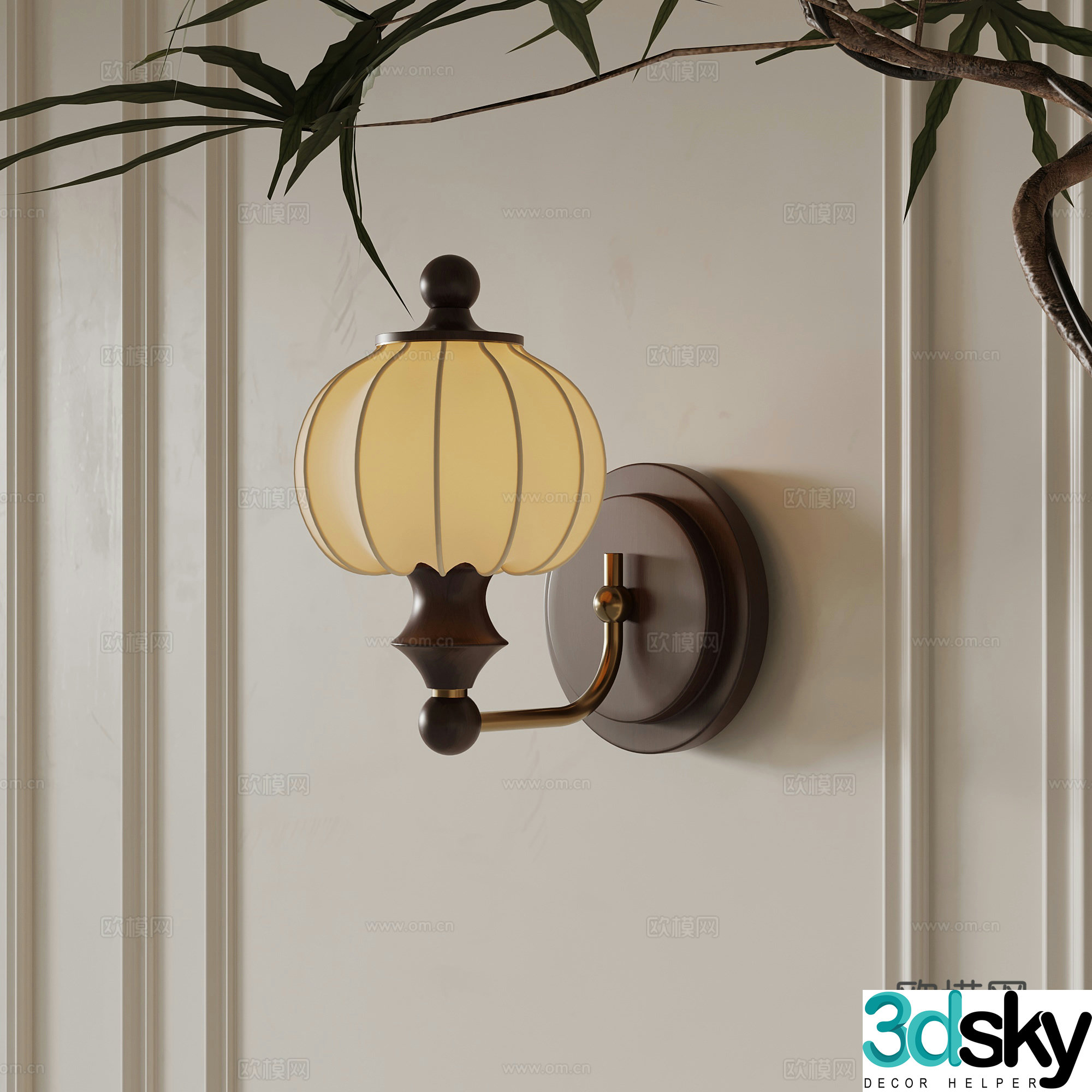 French retro wall lamp bedside lamp decorative lamp 3d model
