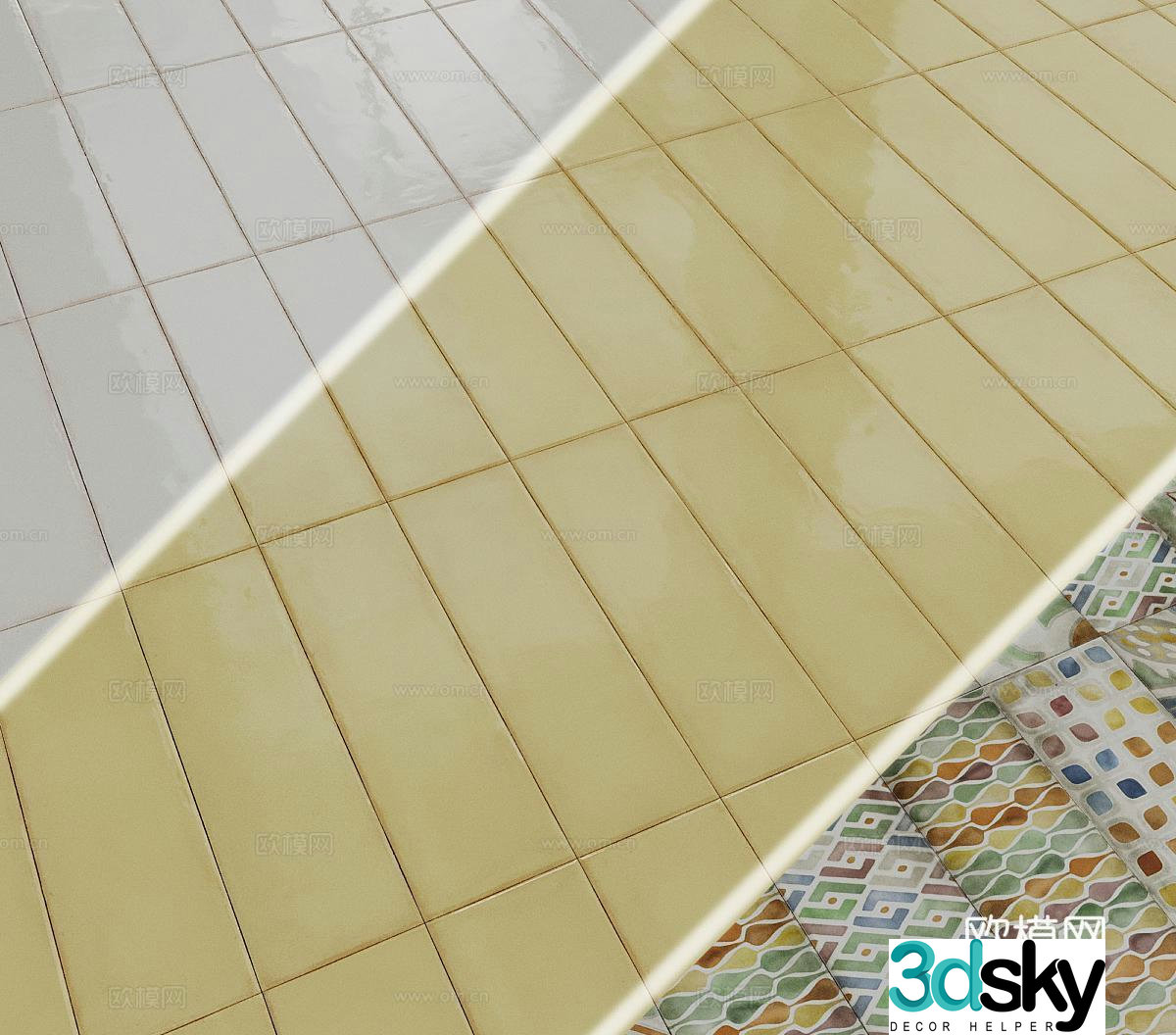 Foreign bathroom bricks handmade bricks long bricks parquet tiles ceramic tiles antique tiles 3D model