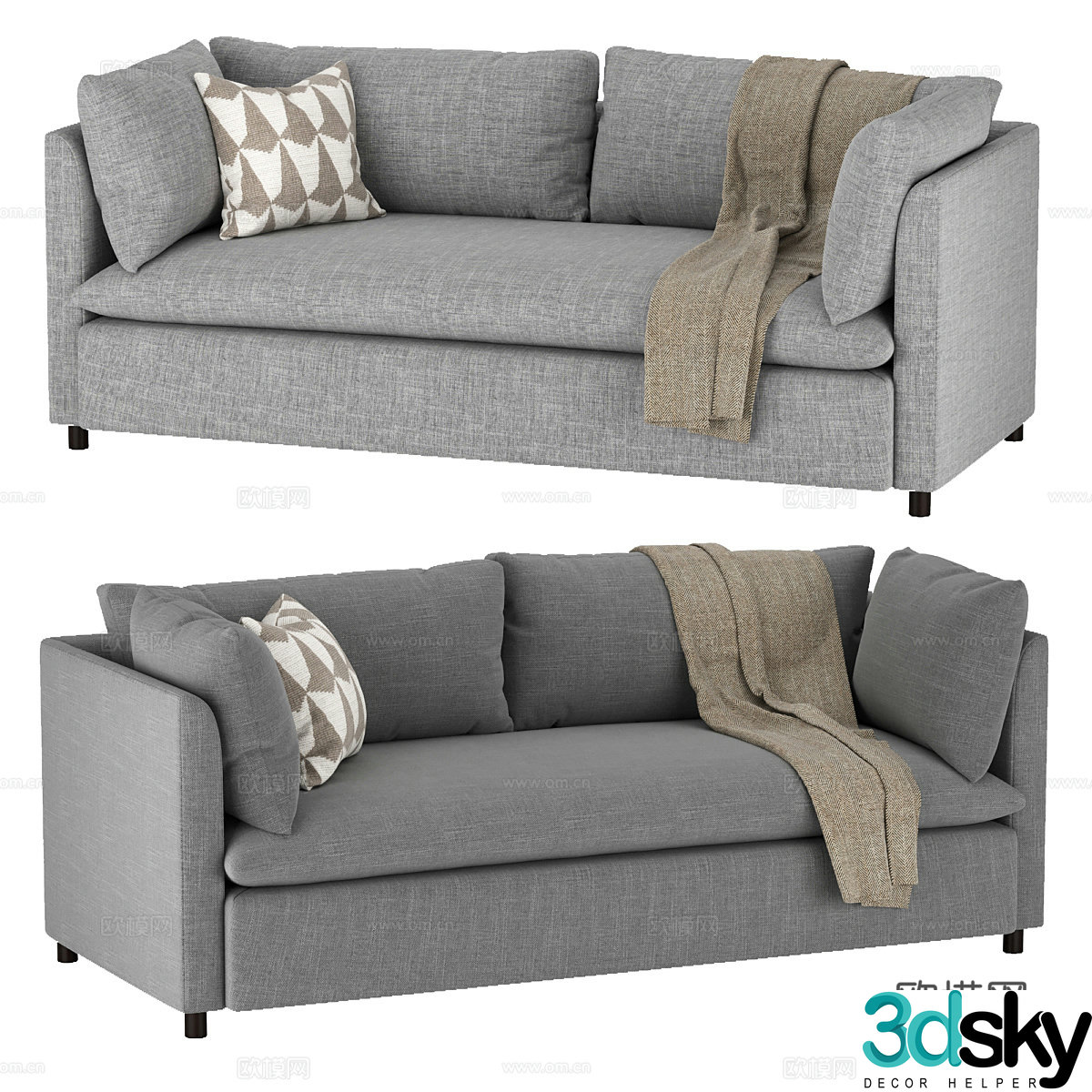 3d model of double sofa