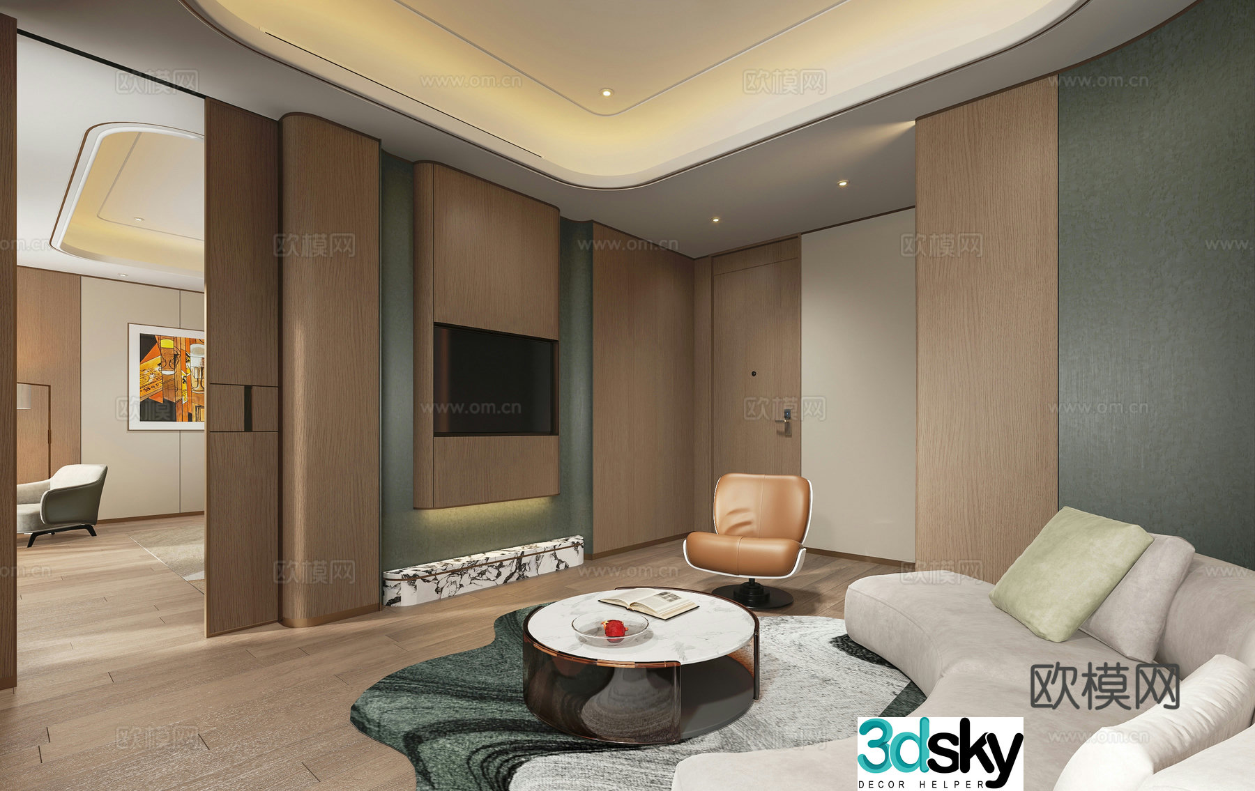 Modern hotel suite bathroom 3d model