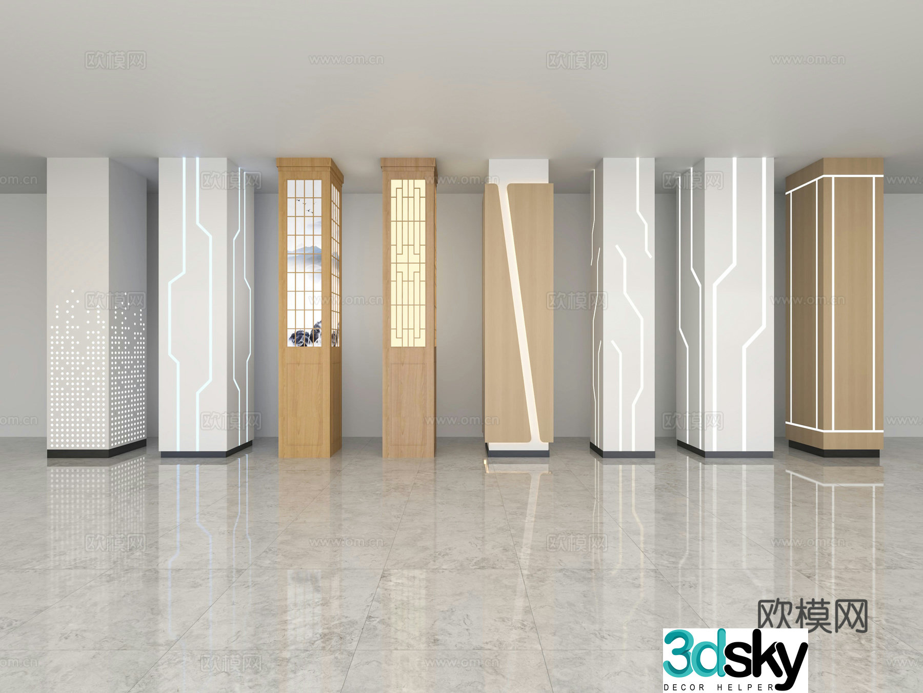 New Chinese columns columns perforated aluminum plates columns modeled columns catering columns decorative columns 3D model