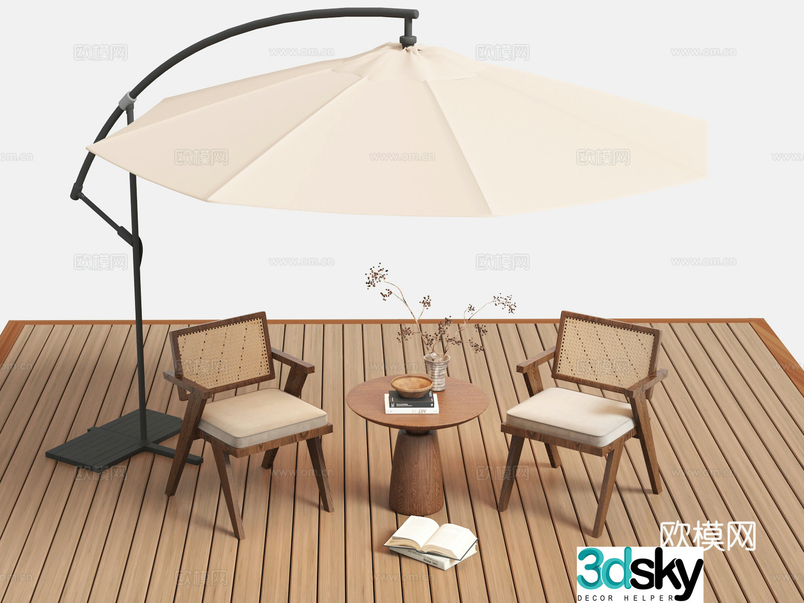 3D model of outdoor leisure chair side parasol