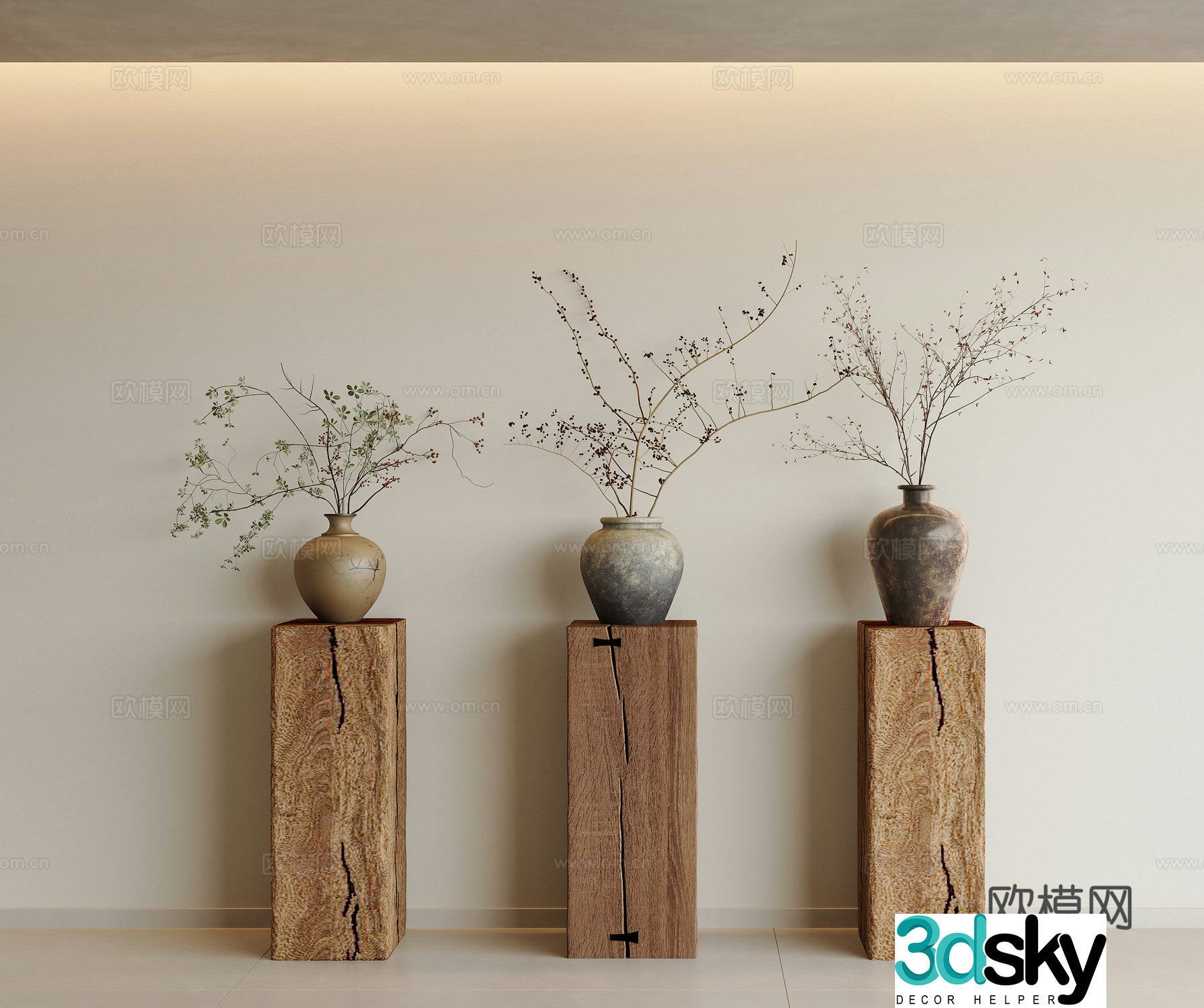 Middle Ages of Wabi Sai Flower Art Dry Branch Art Potted Dry Branch Medium Style Dry Branch Ornaments Dry Branch Art 3D Model