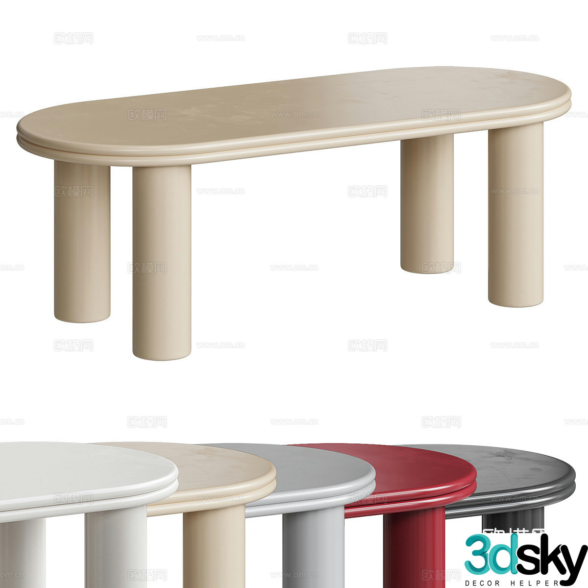 Modern Italian minimalist Floyd dining table 3d model