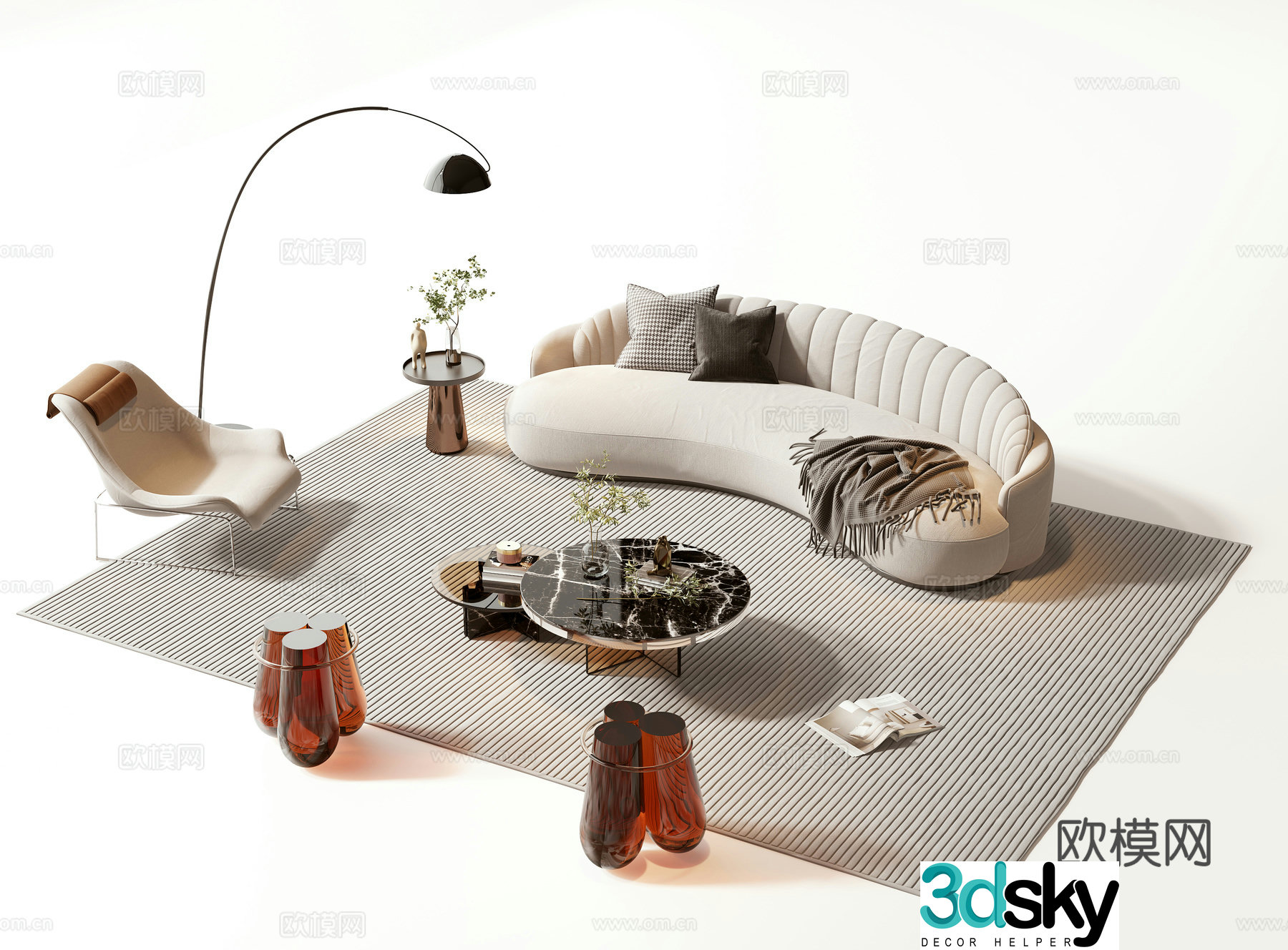 Modern sofa coffee table set 3d model