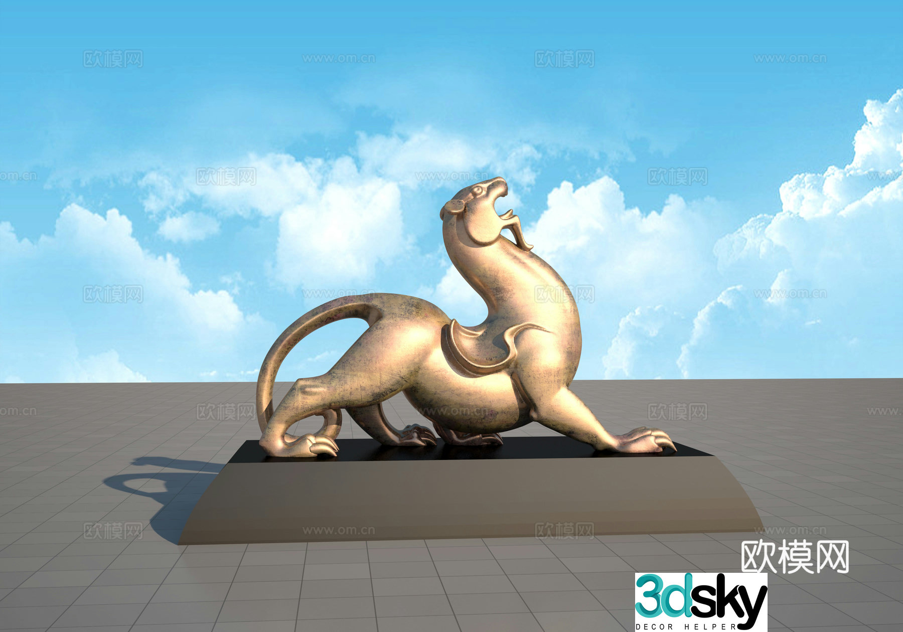 White tiger decoration ornament 3d model