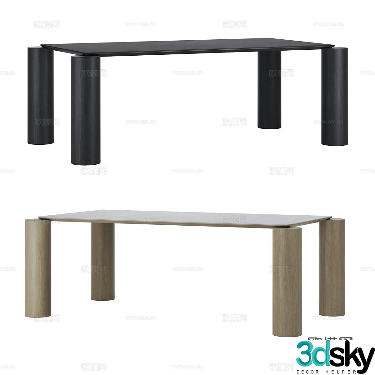 Modern Italian Palo Nero Laguna Dining Table 3D Model