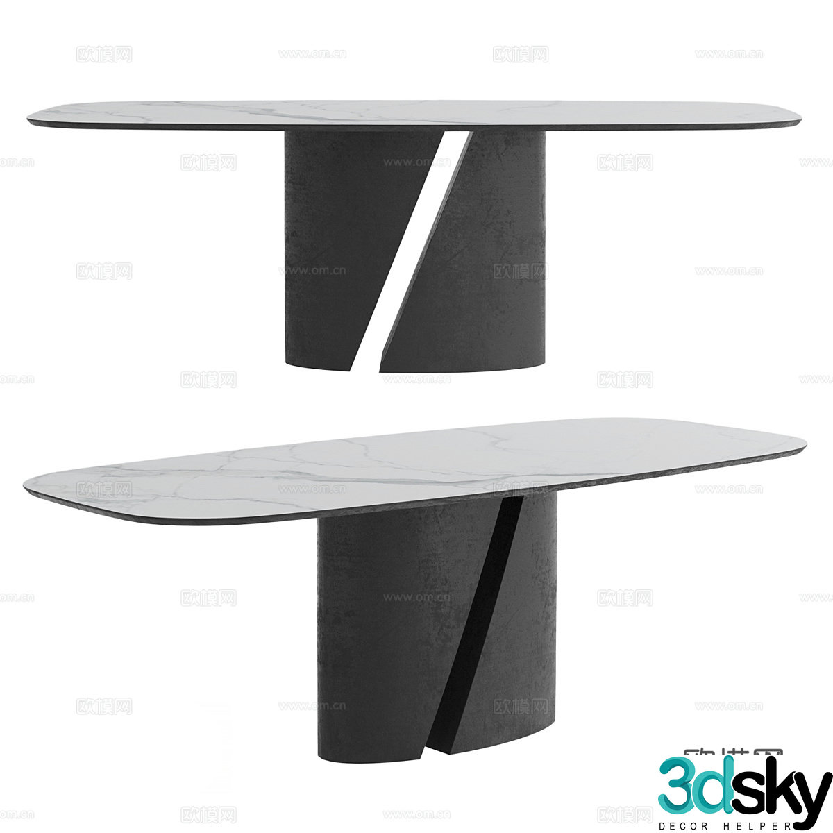 Modern Italian Kronco Dia rock slab dining table 3d model