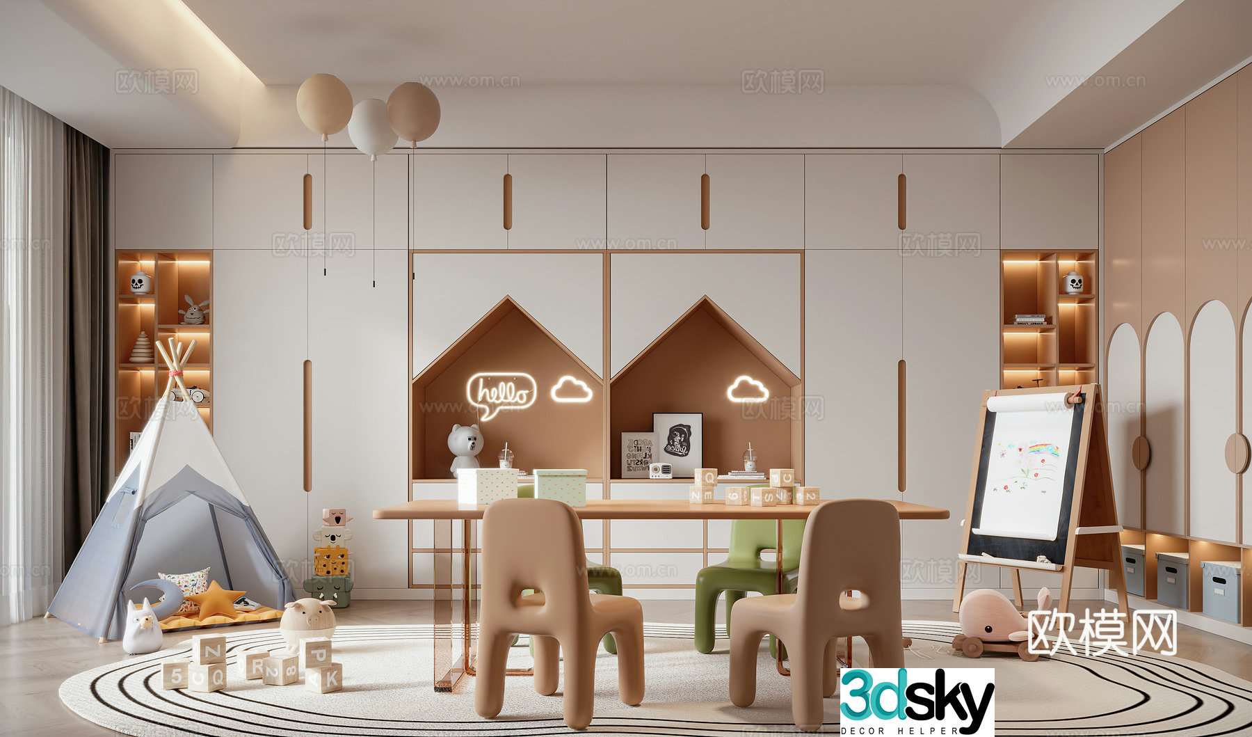 Modern children’s entertainment room 3d model