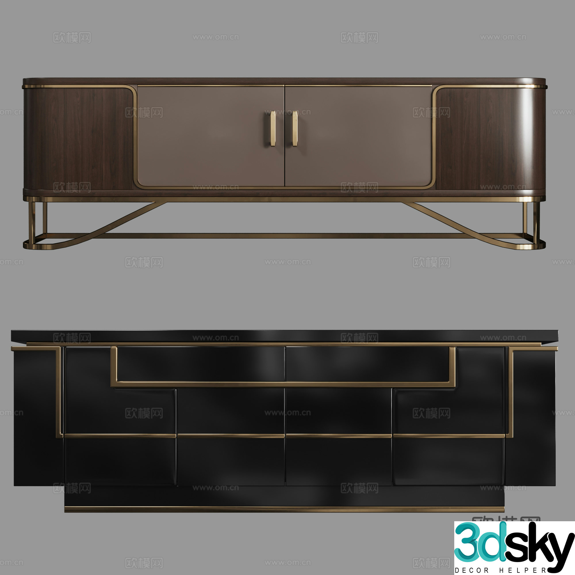 New Chinese style light luxury TV cabinet 3D model