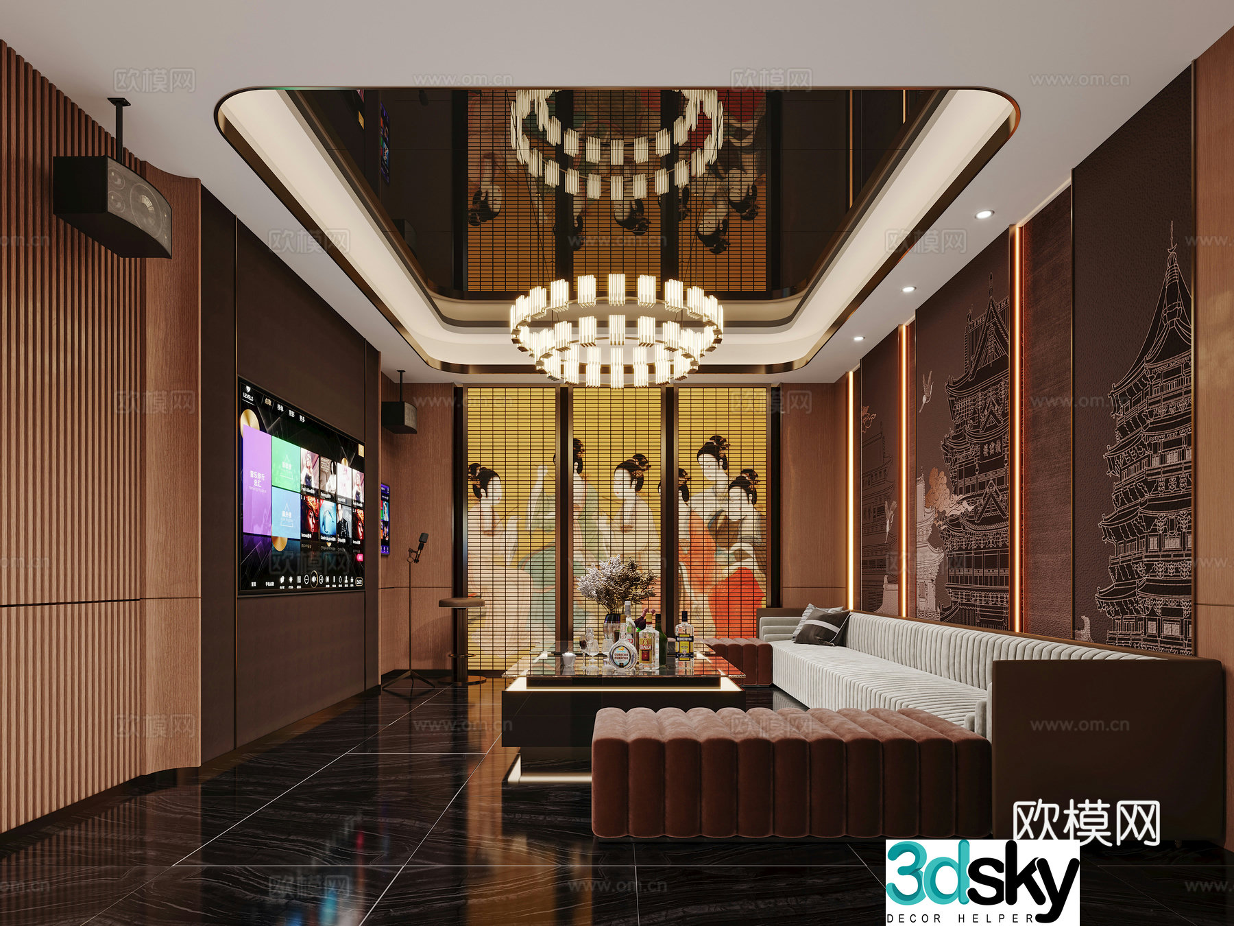 Modern KTV box Light luxury KTV box Ancient ladies 3D model