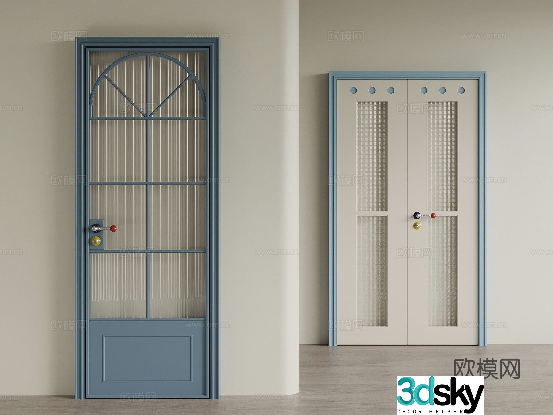 Modern single-open door Memphis single-open door Swing door Cartoon door 3D model