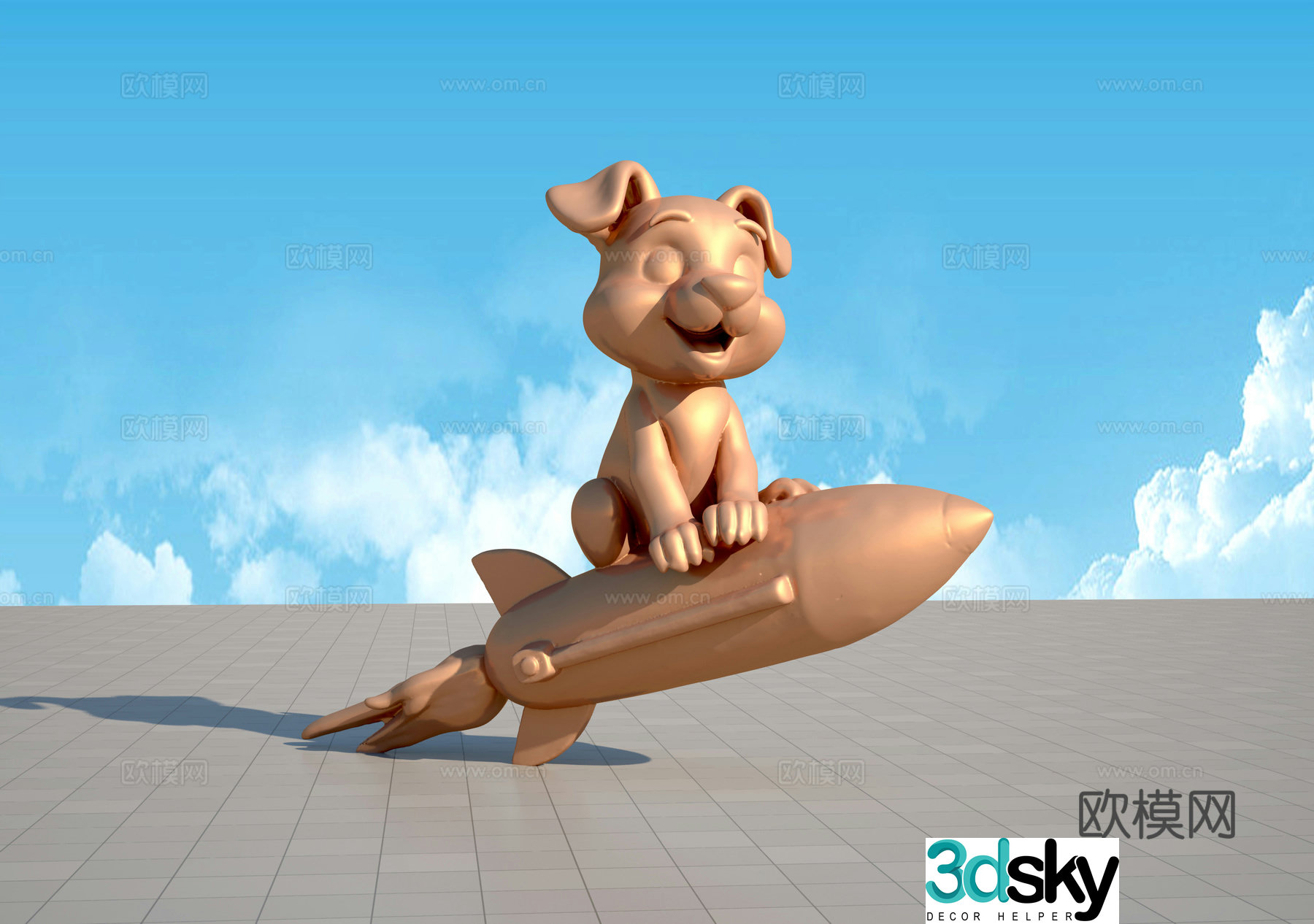 Flying Dog 3d Model