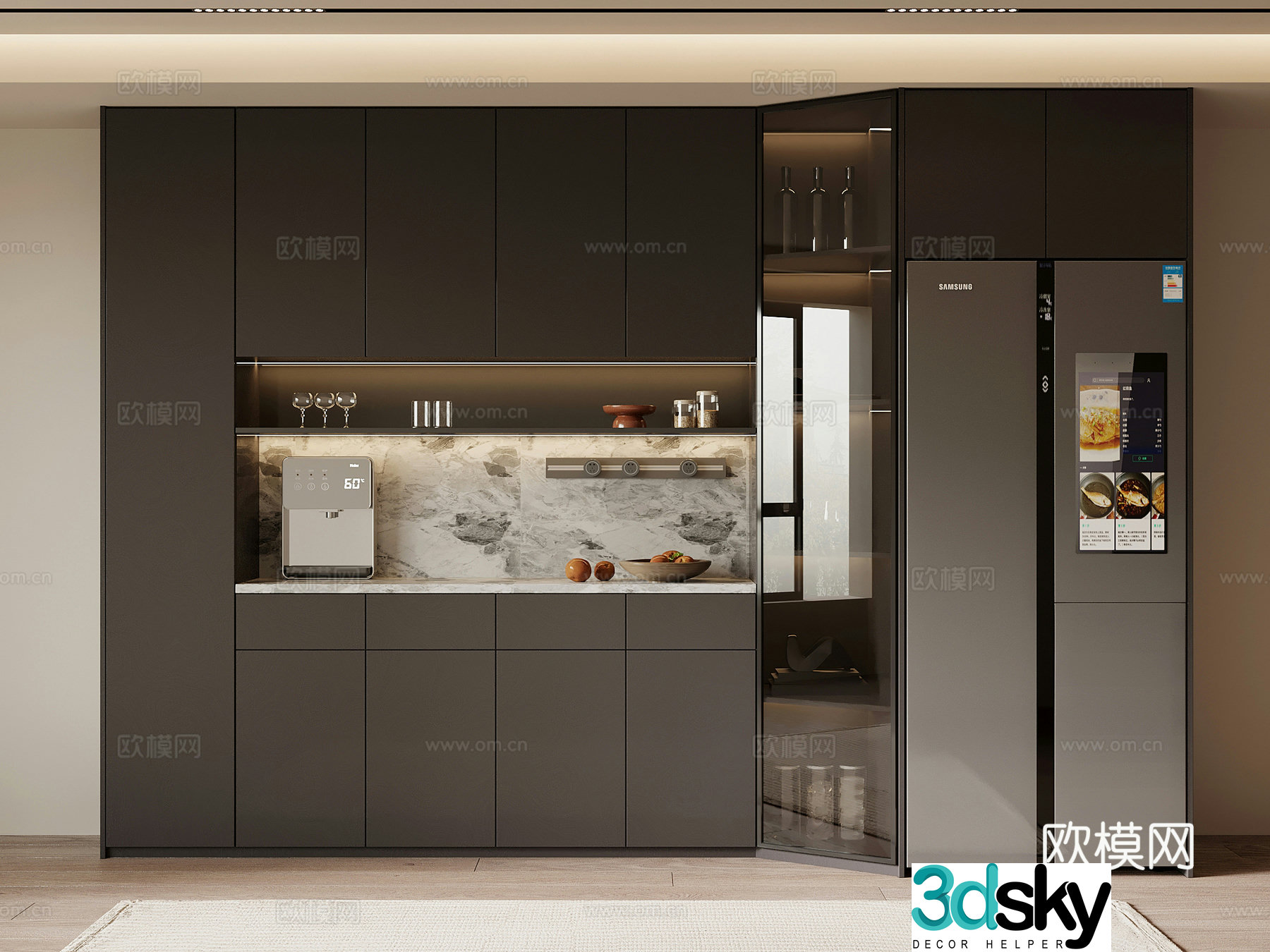 Modern minimalist wine cabinet sideboard 3D model
