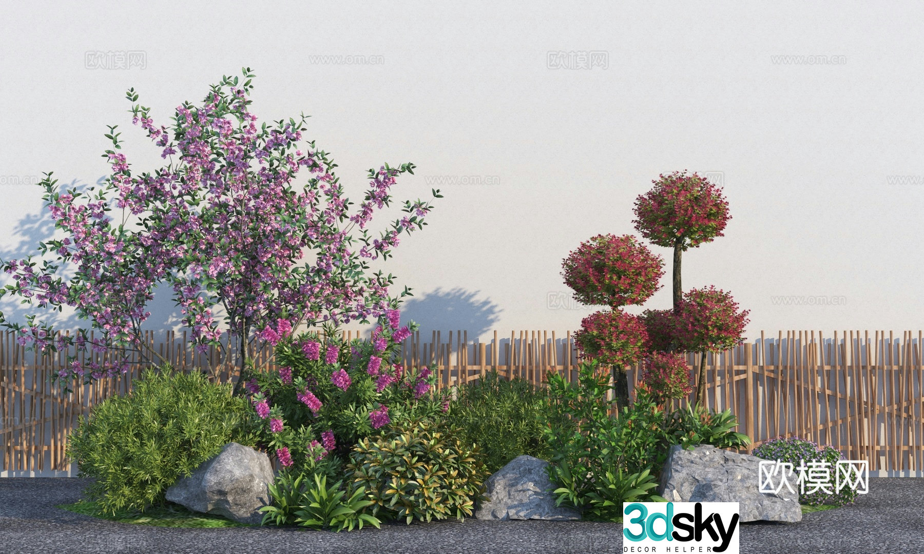 Modern landscape shrub plant combination 3d model