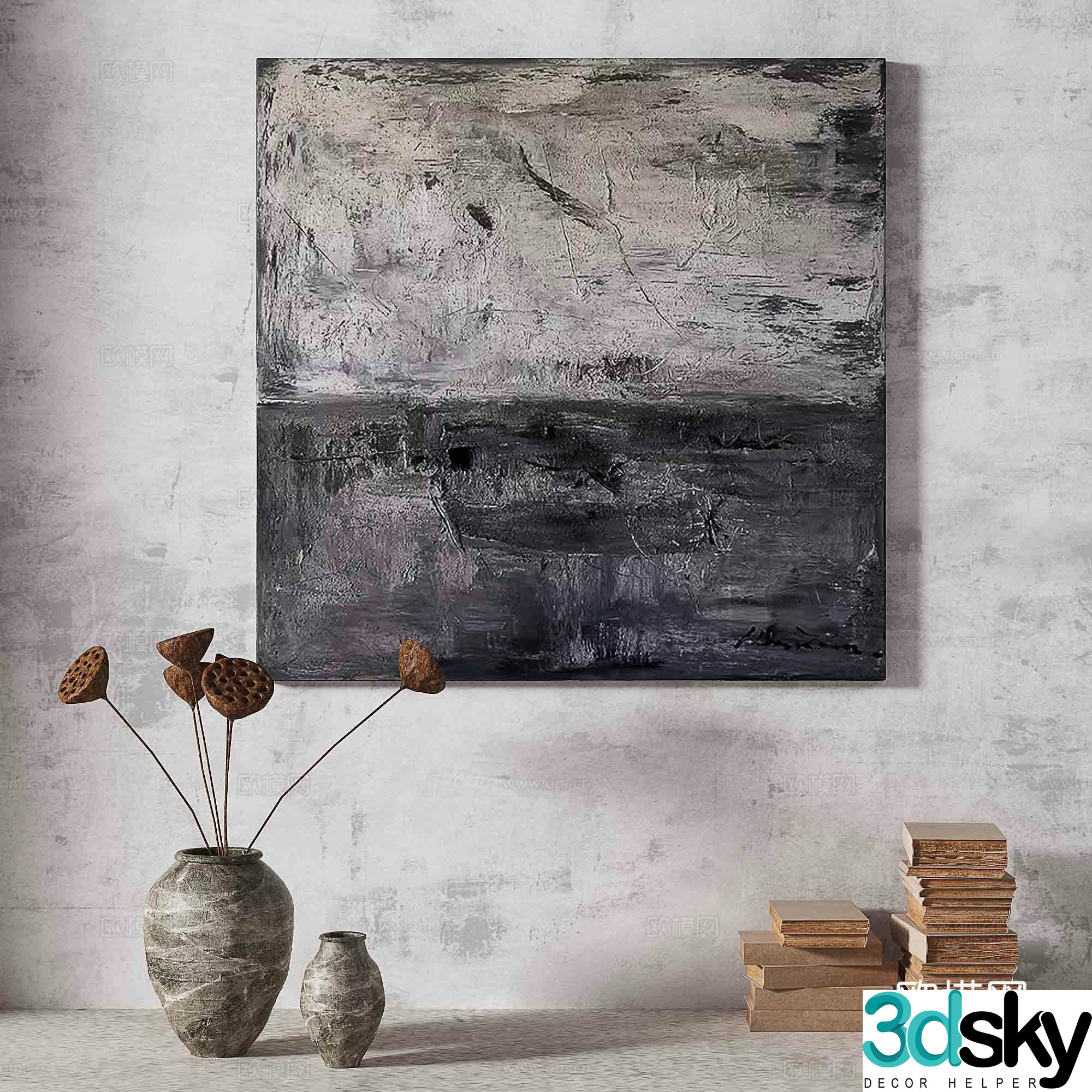 Wasabi light luxury abstract decorative painting 3d model