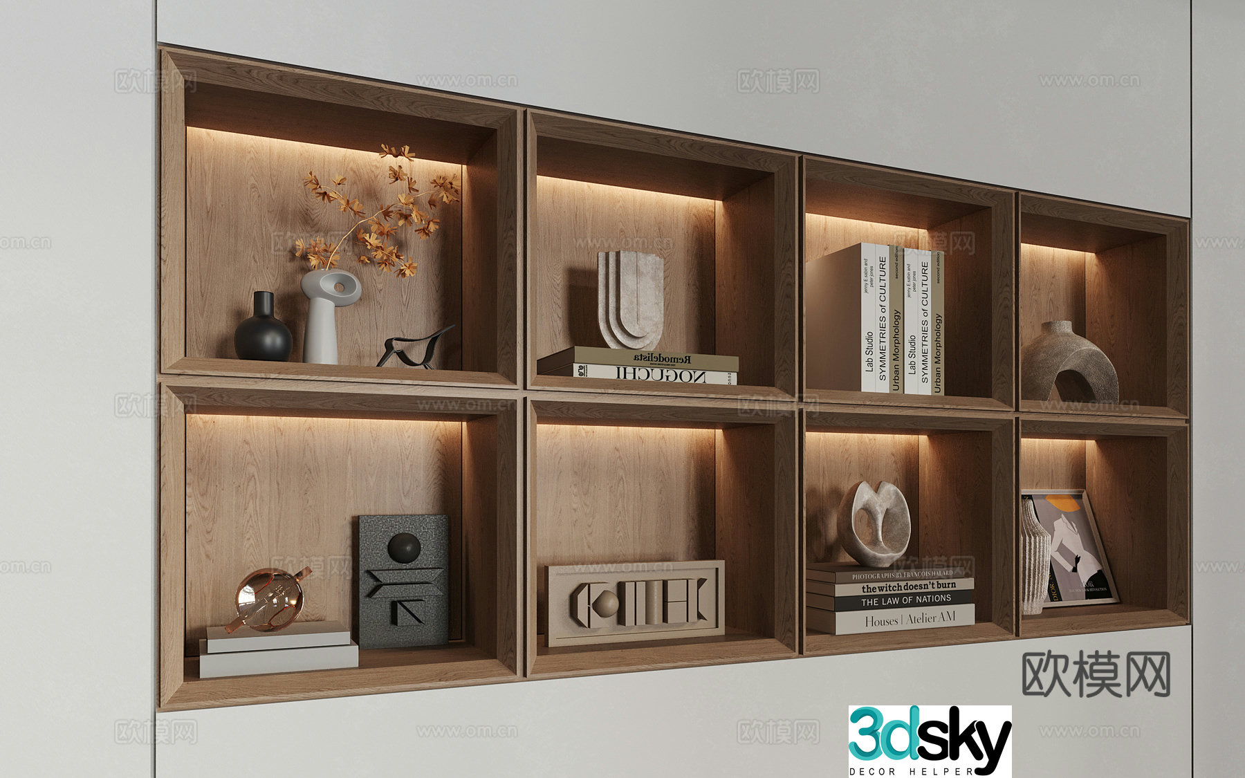 Wabisa Bookcase Alcove Book Sculpture Ornaments 3D Model