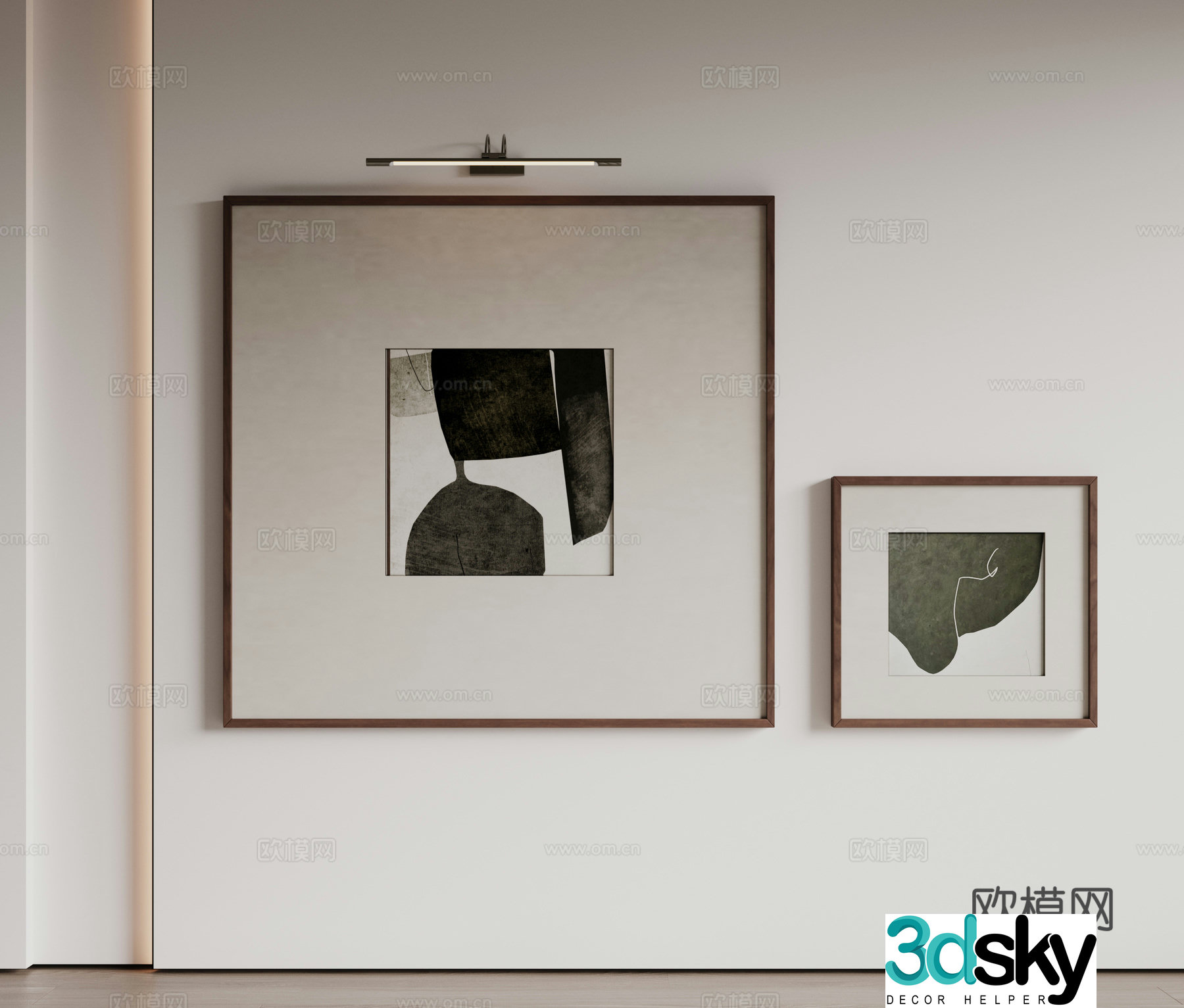 Modern minimalist decorative paintings Waviva medieval style hanging paintings cream style decoration paintings Italian style hanging paintings black and white 3D model