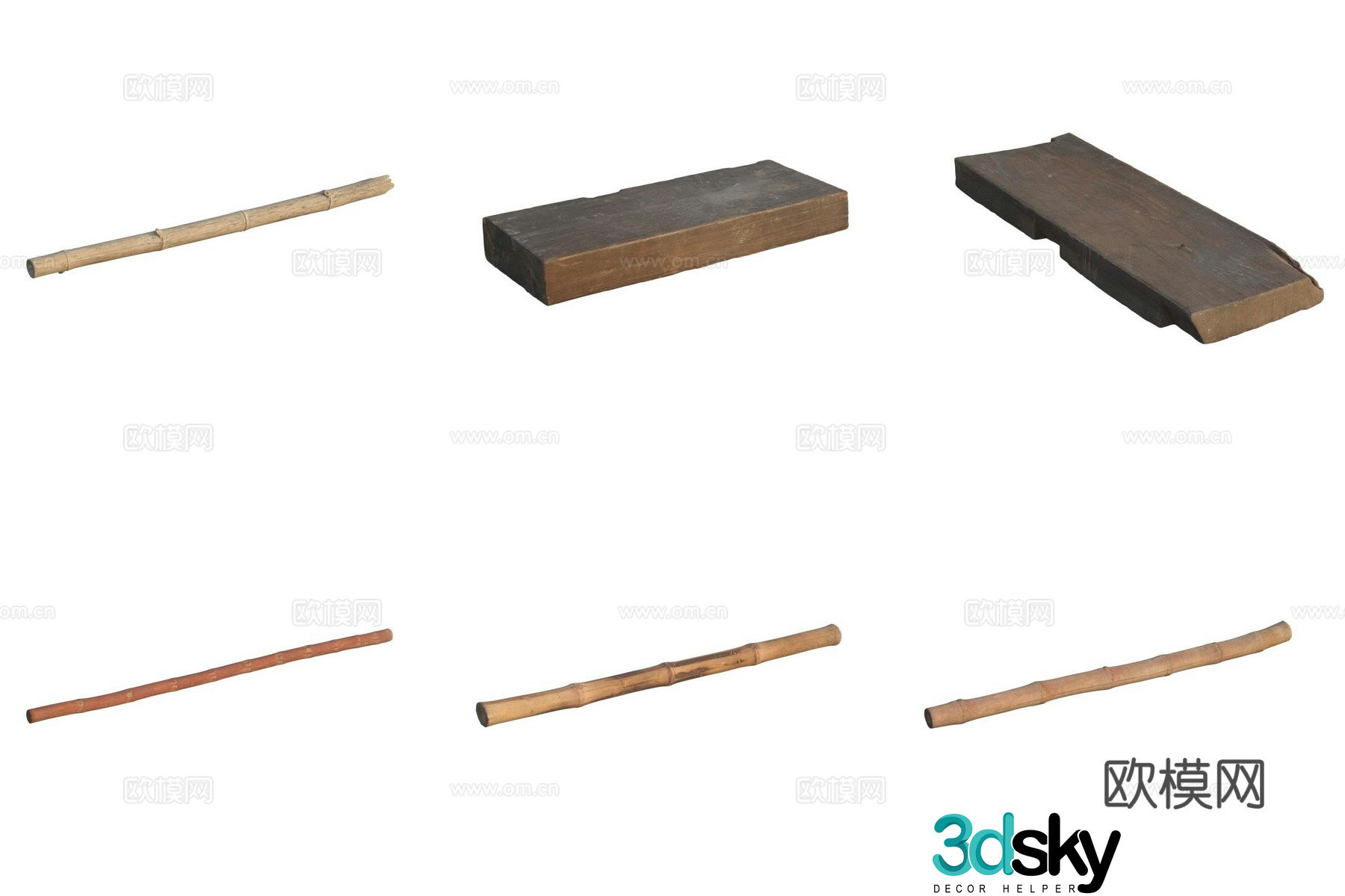 Wood board stick 3d model