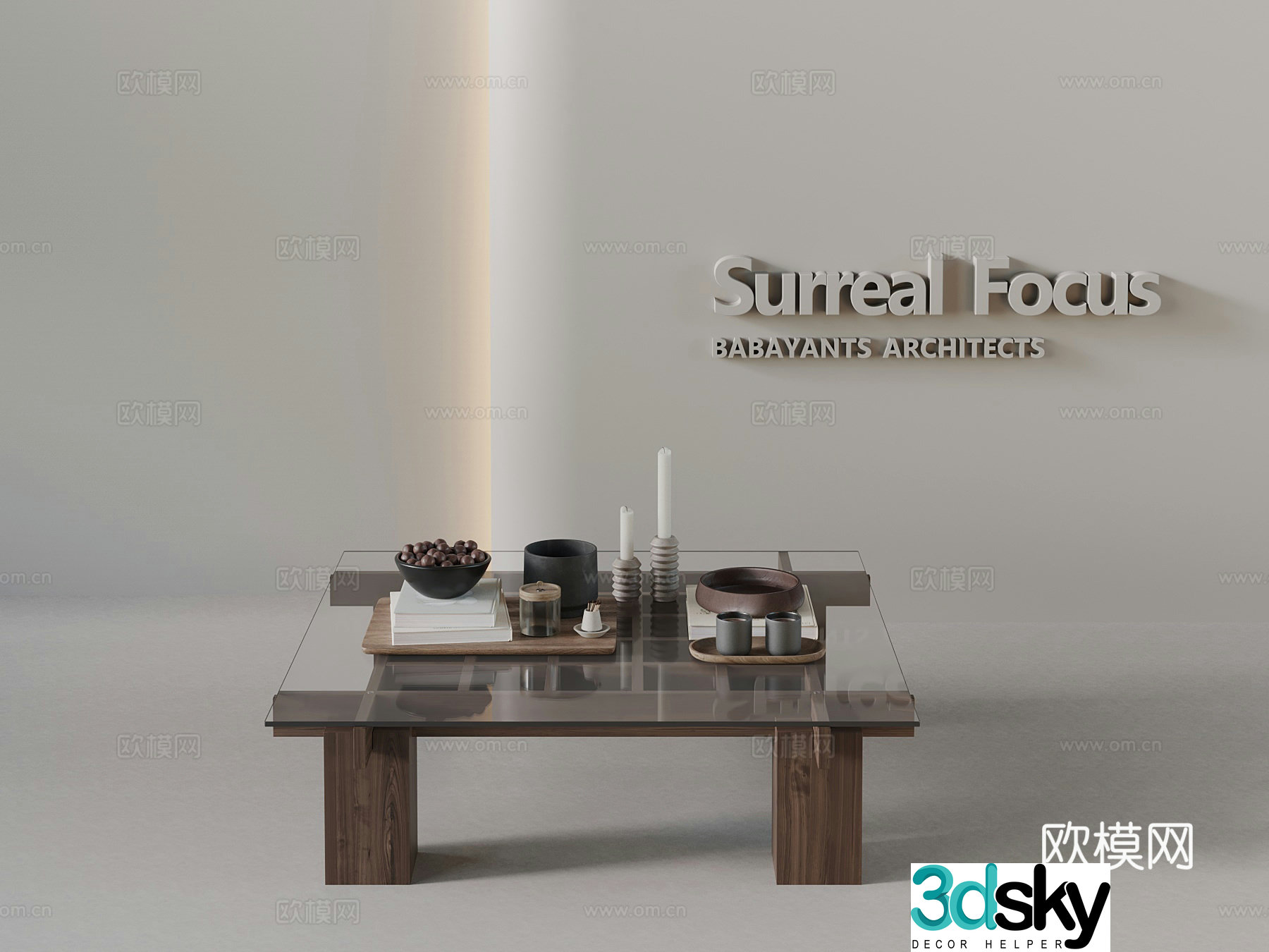 Middle-aged style tea table 3D model