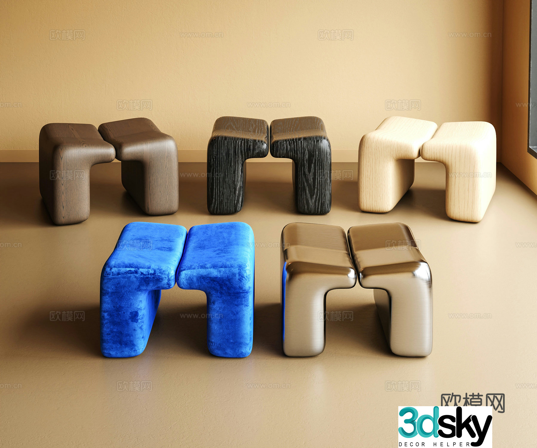 Modern sofa stool 3d model
