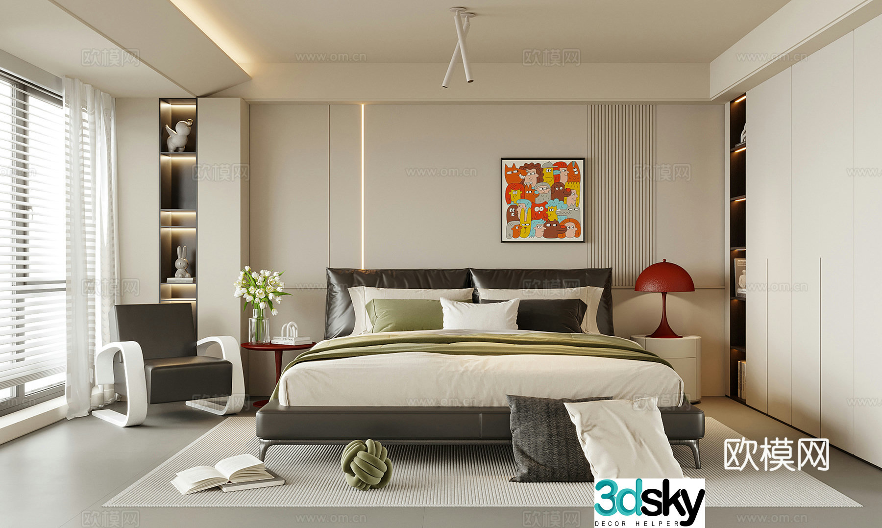 Modern bedroom Double bed 3d model
