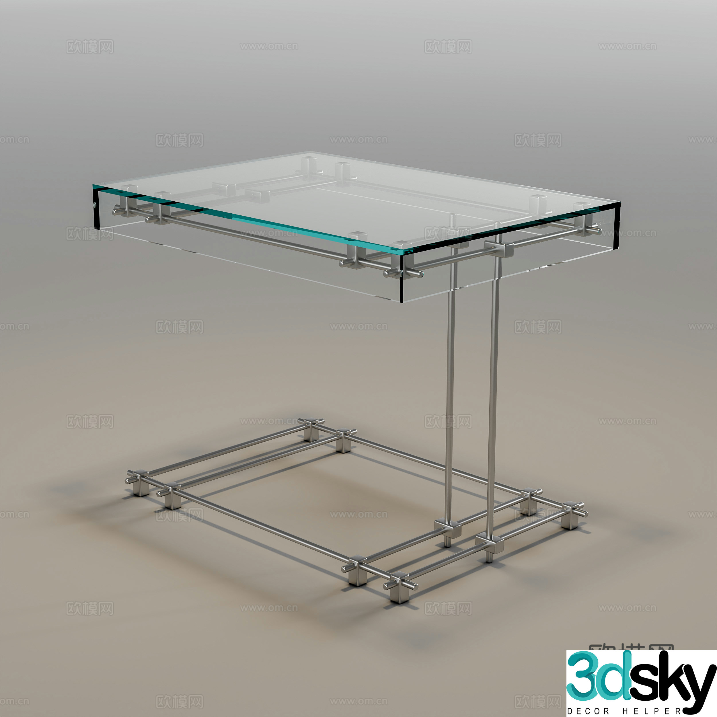 Modern glass side table 3D model
